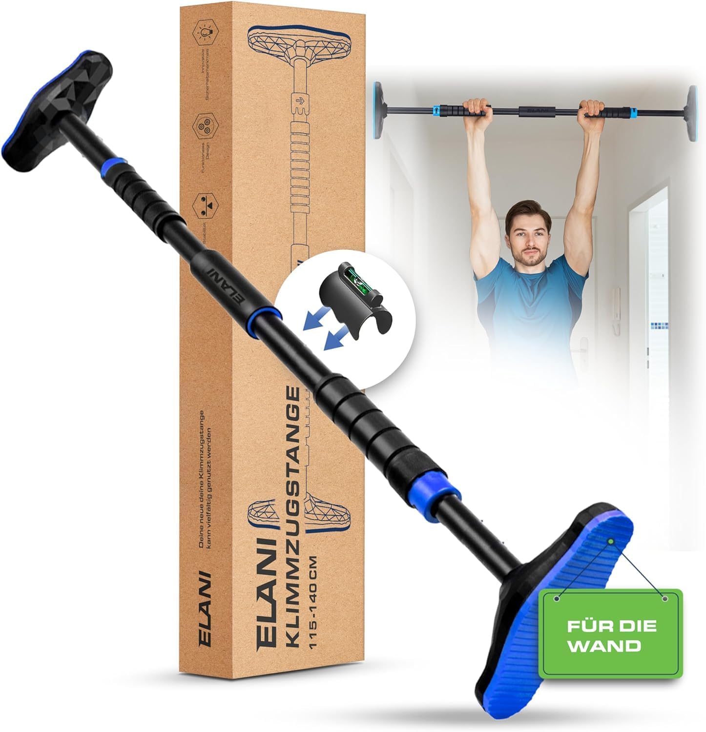 Klimmzugstange Ohne Bohren – Verstellbar 80-120 Cm, X-sport Metallic, Für Türrahmen, Bis 1,5 Kg