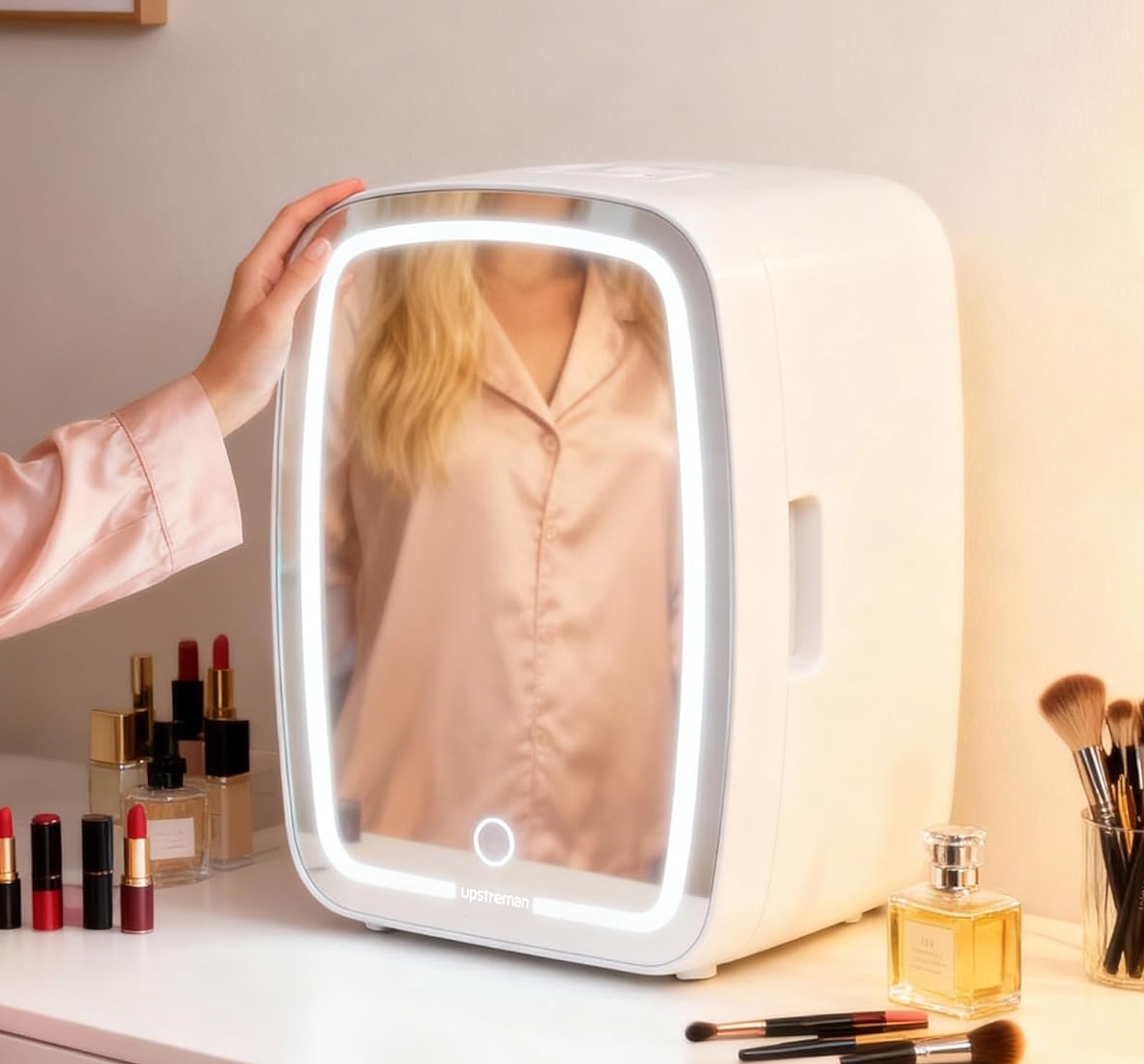 Upstreman 6L Mini Kosmetik Kühlschrank mit Wärmefunktion für Make-up