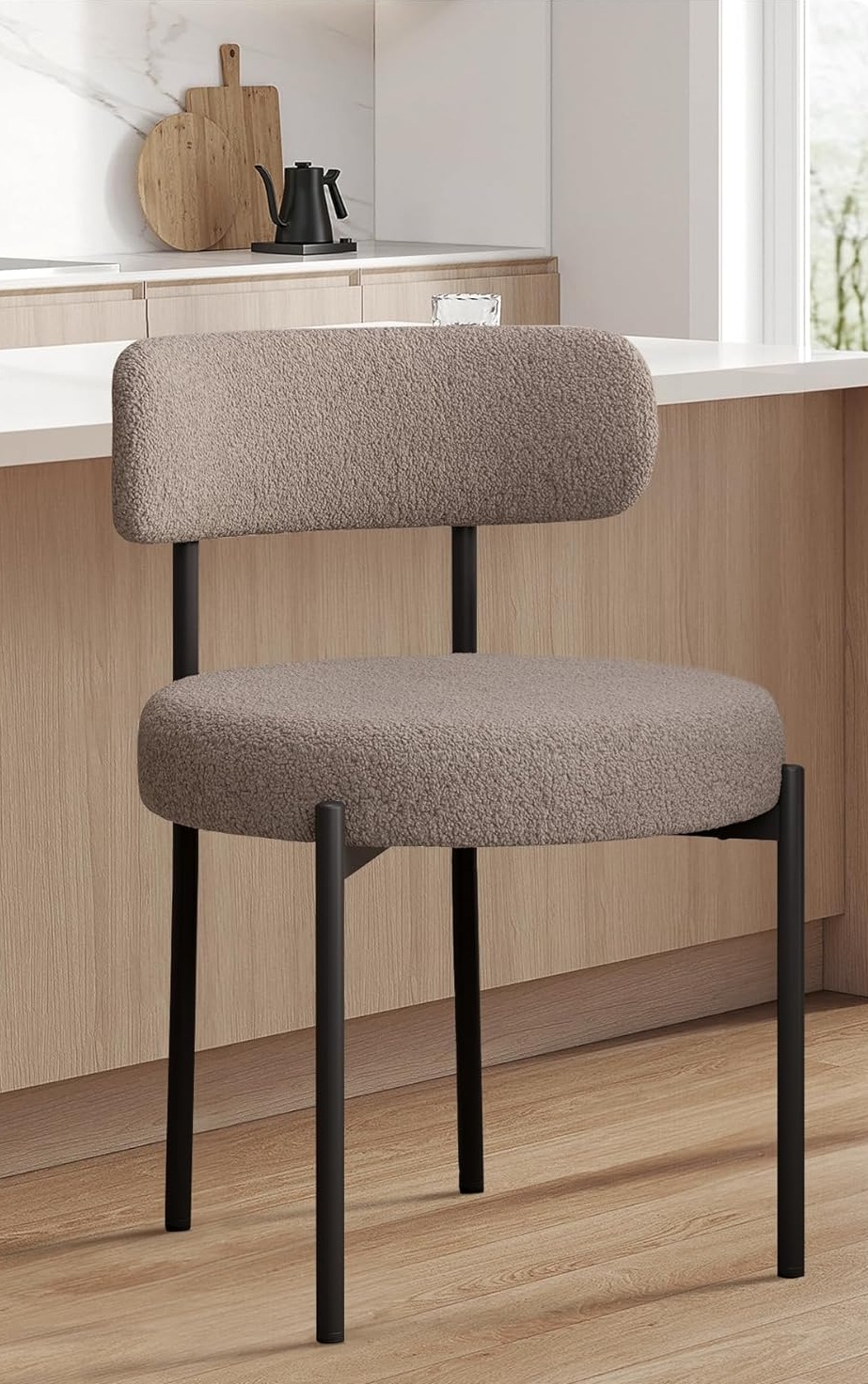 Hawthyhome Esszimmerstühle 4er Set丨Teddy Stoff Runde Boucle Stühle