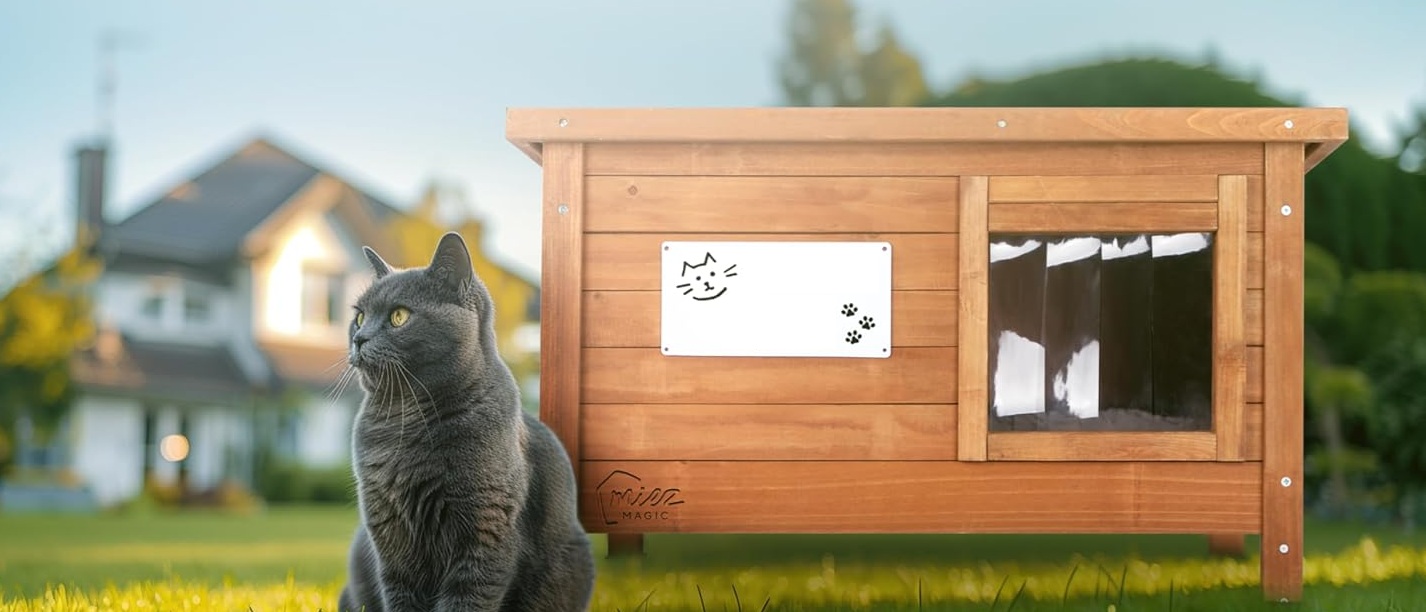 MIEZ MAGIC Katzenhaus Outdoor Winterfest isoliert