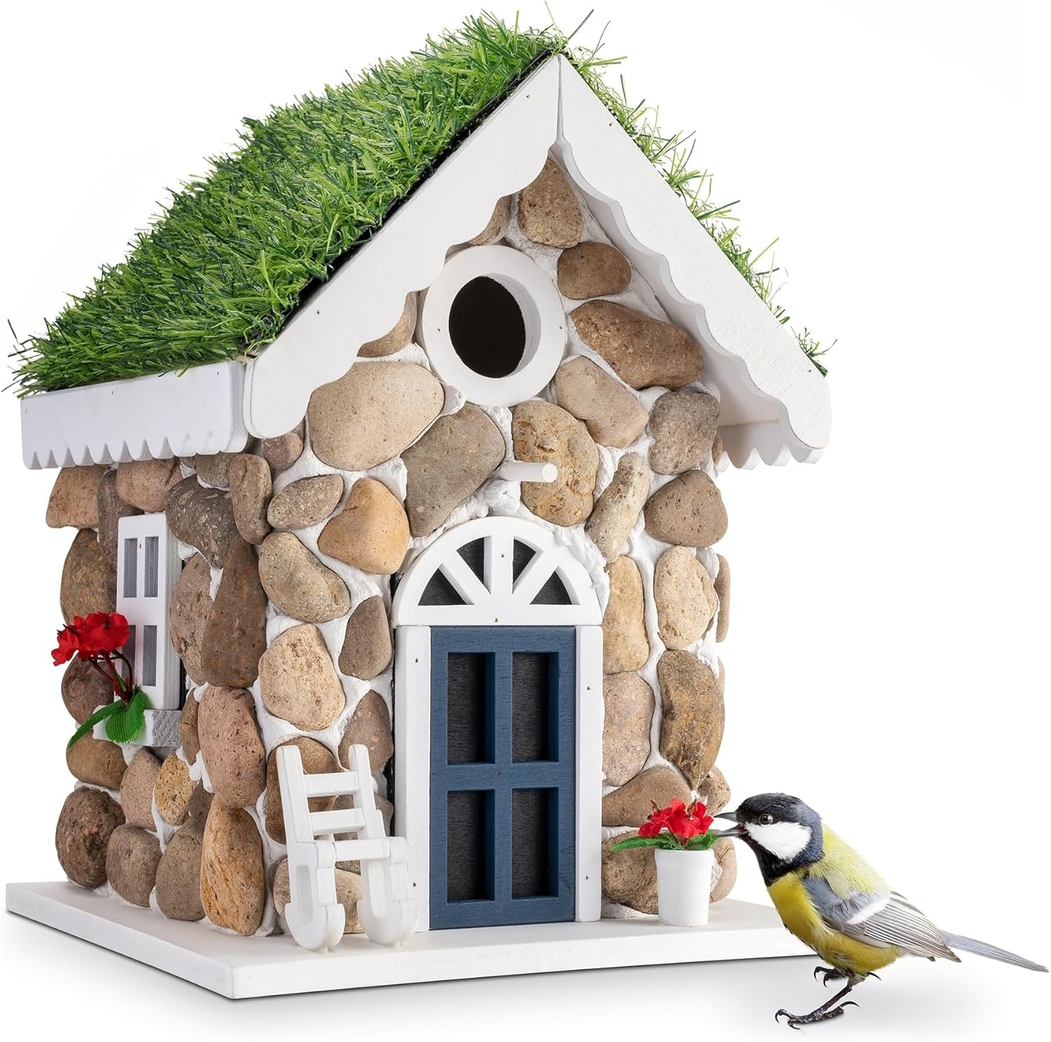 GARDIGO® Nistkasten in Steinhaus-Optik Dekoratives Vogelhaus zum Aufhängen