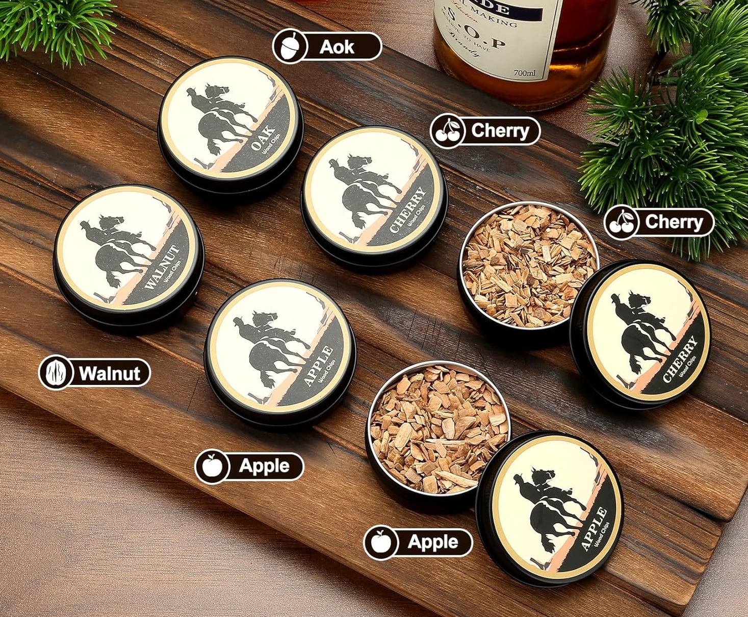 Elektrischer Whisky Smoker Set mit 6 Holzchips