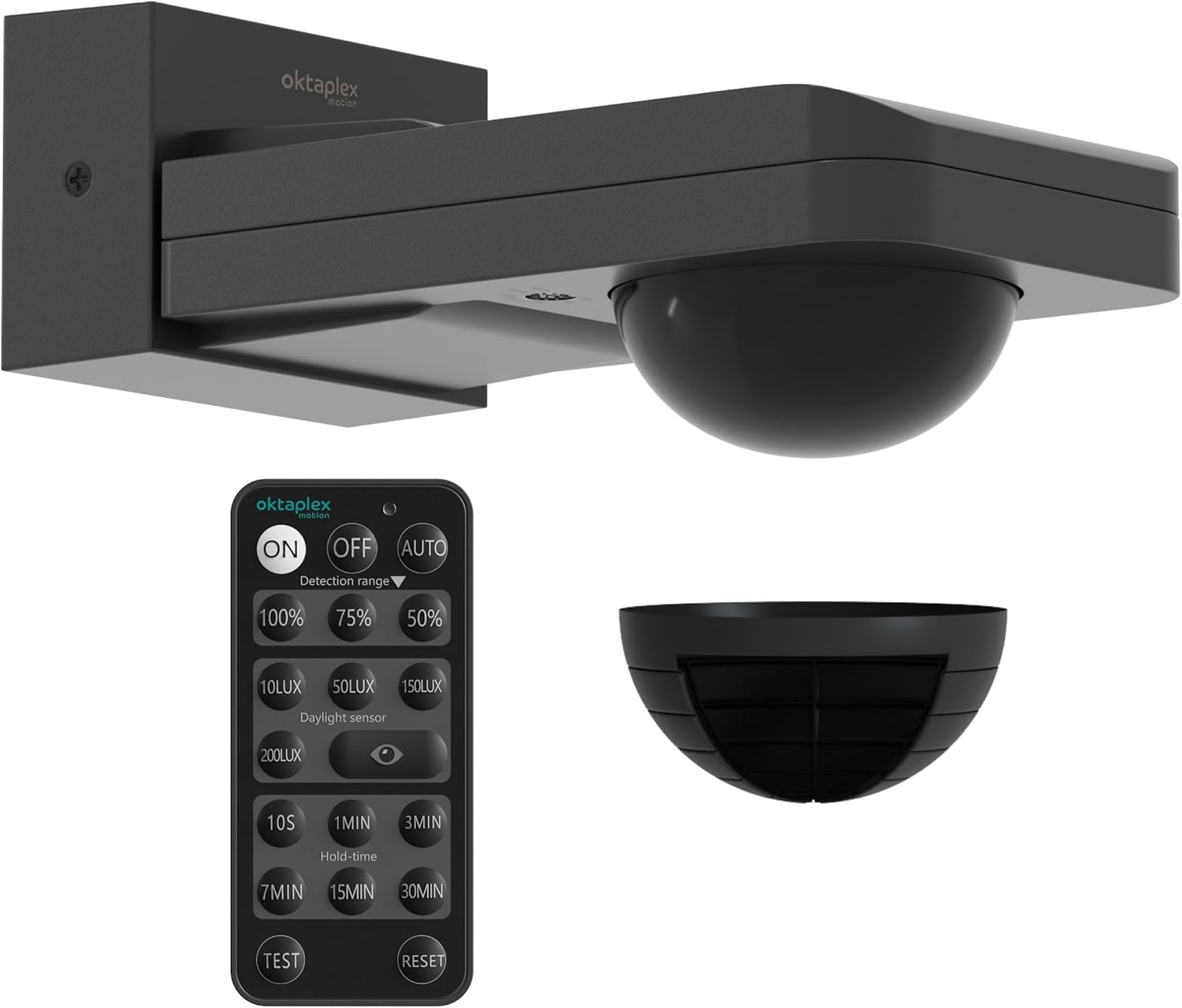 Oktaplex Tea Bewegungsmelder Aussen anthrazit 360 Grad inkl. Fernbedienung