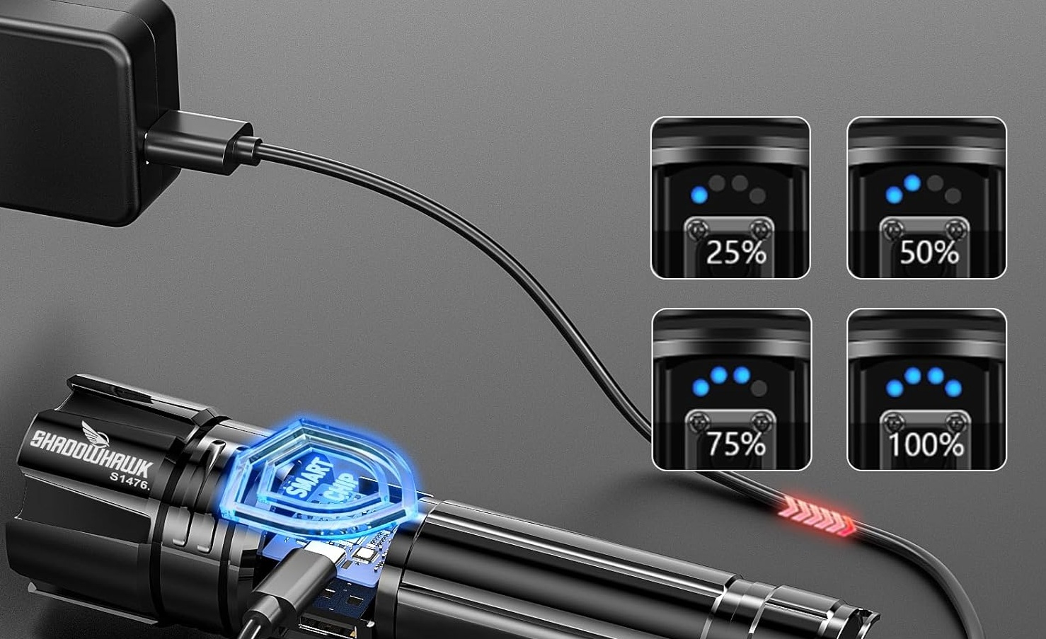 Shadowhawk Taschenlampe Led 500,000 Lumen, Extrem Hell