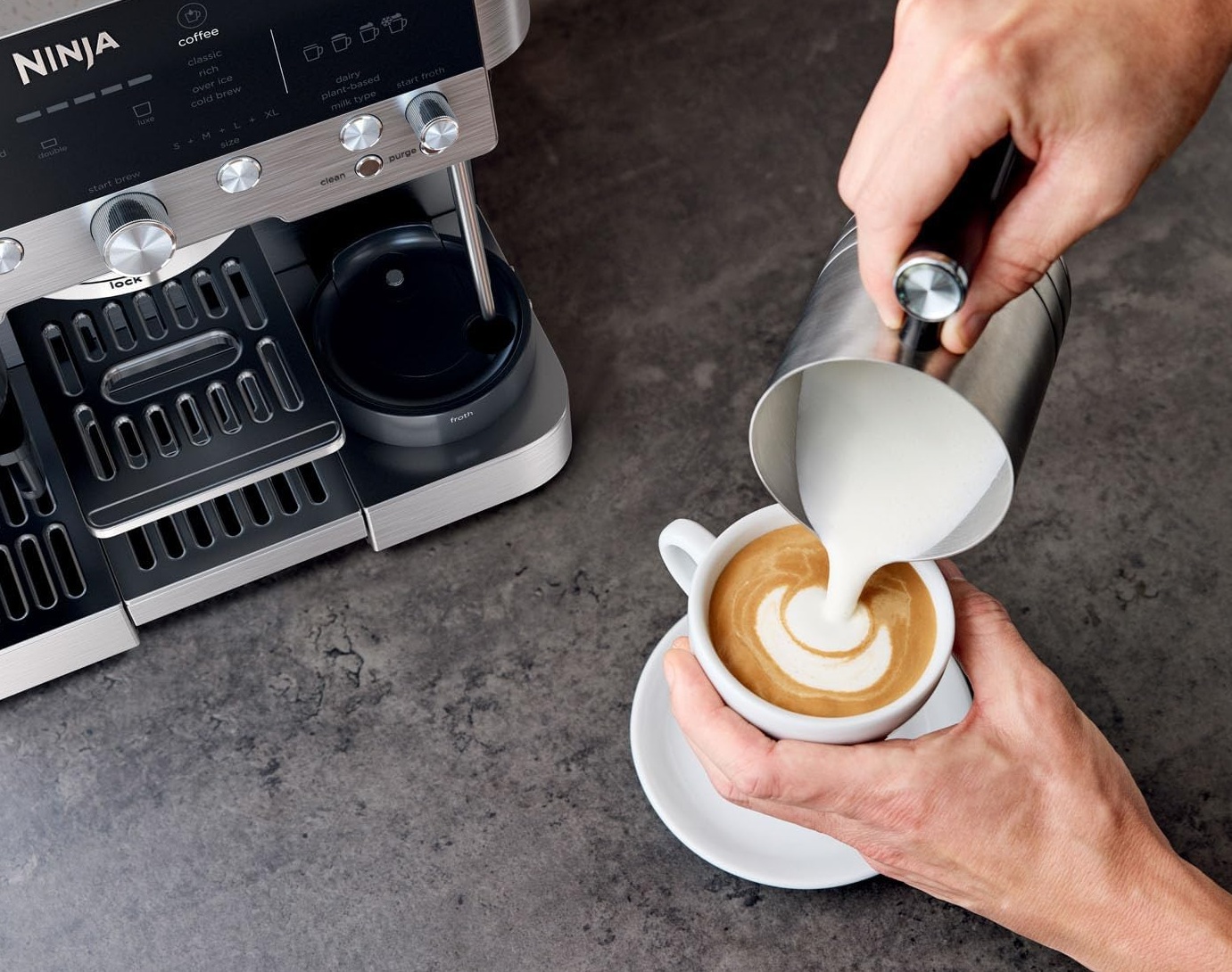Ninja Luxe Premier 3-in-1 Siebträgermaschine, Kaffeemaschine mit Mahlwerk für Espresso