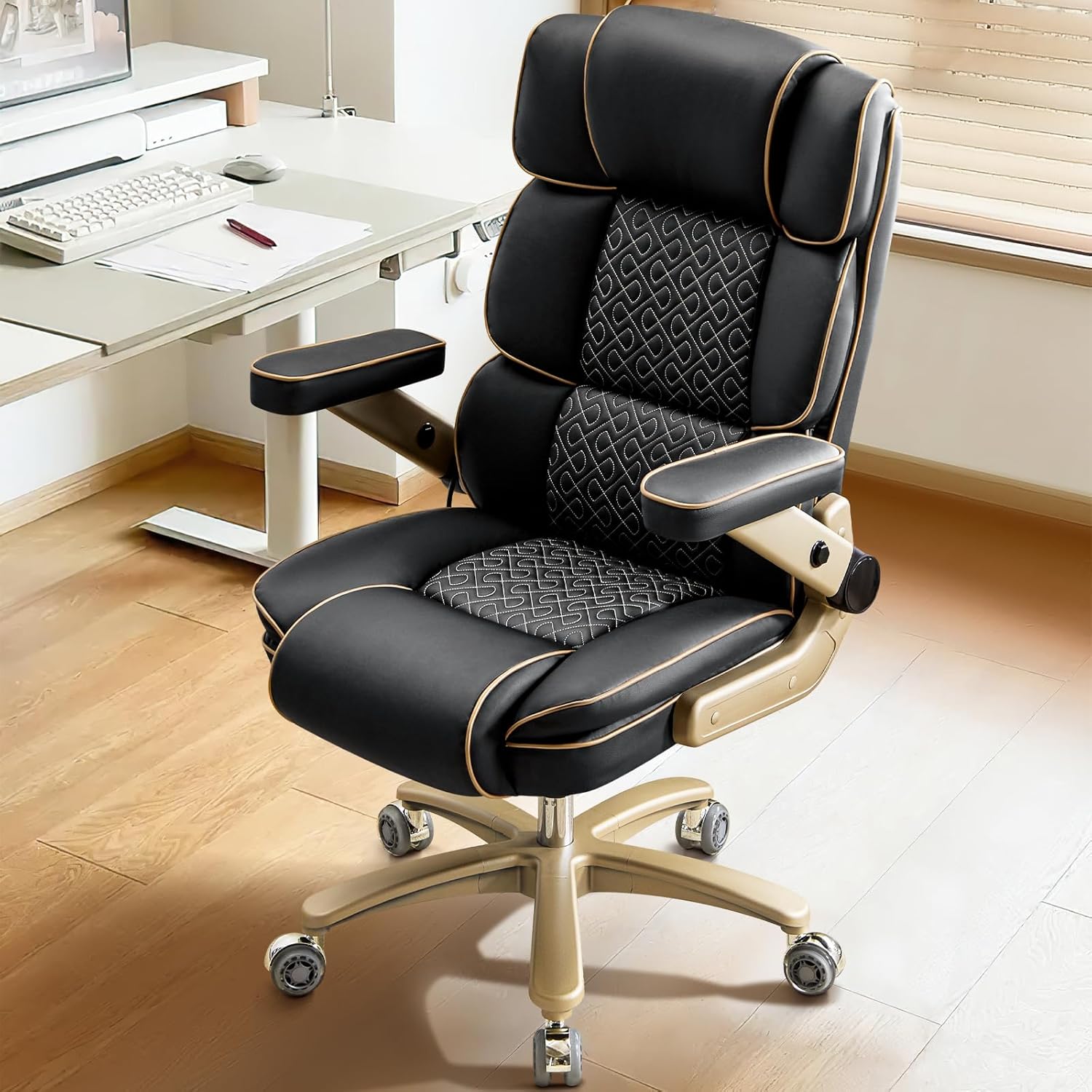 Big and Tall Bürostuhl 500lbs, Ergonomischer Chefsessel aus Leder mit Komfortsitz