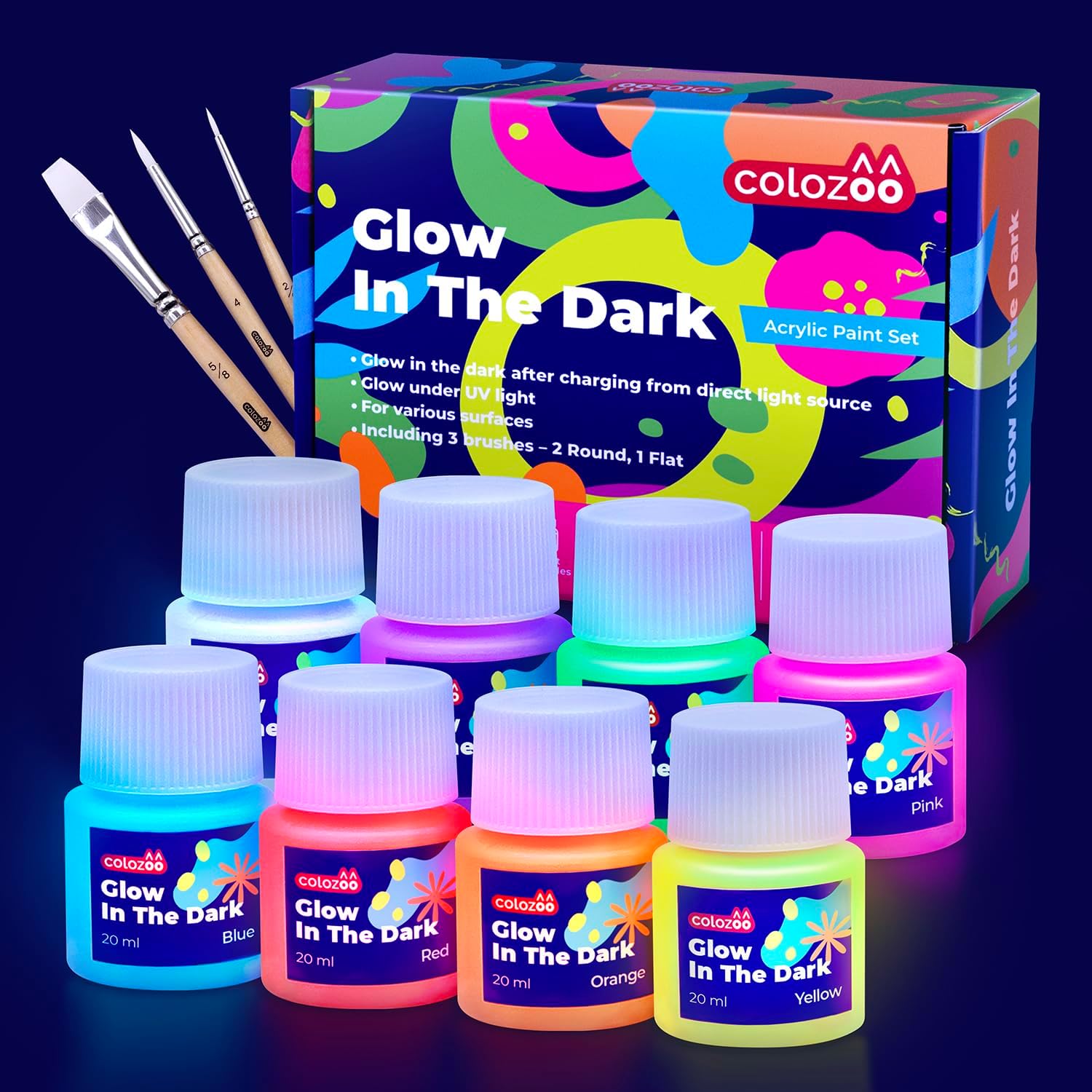 Glow in the Dark Acryl Farben Set