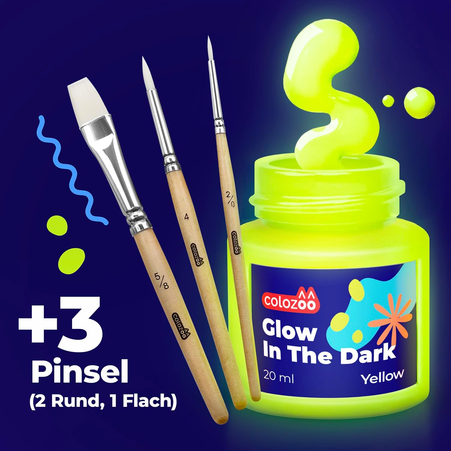 Glow in the Dark Acryl Farben Set