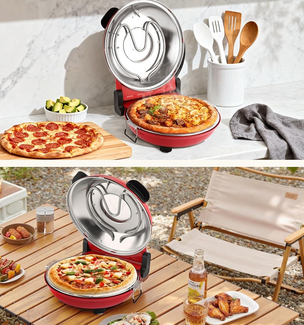 Pizzaofen Elektrisch, 1200W Pizzaofen in 4-Min-Pizza