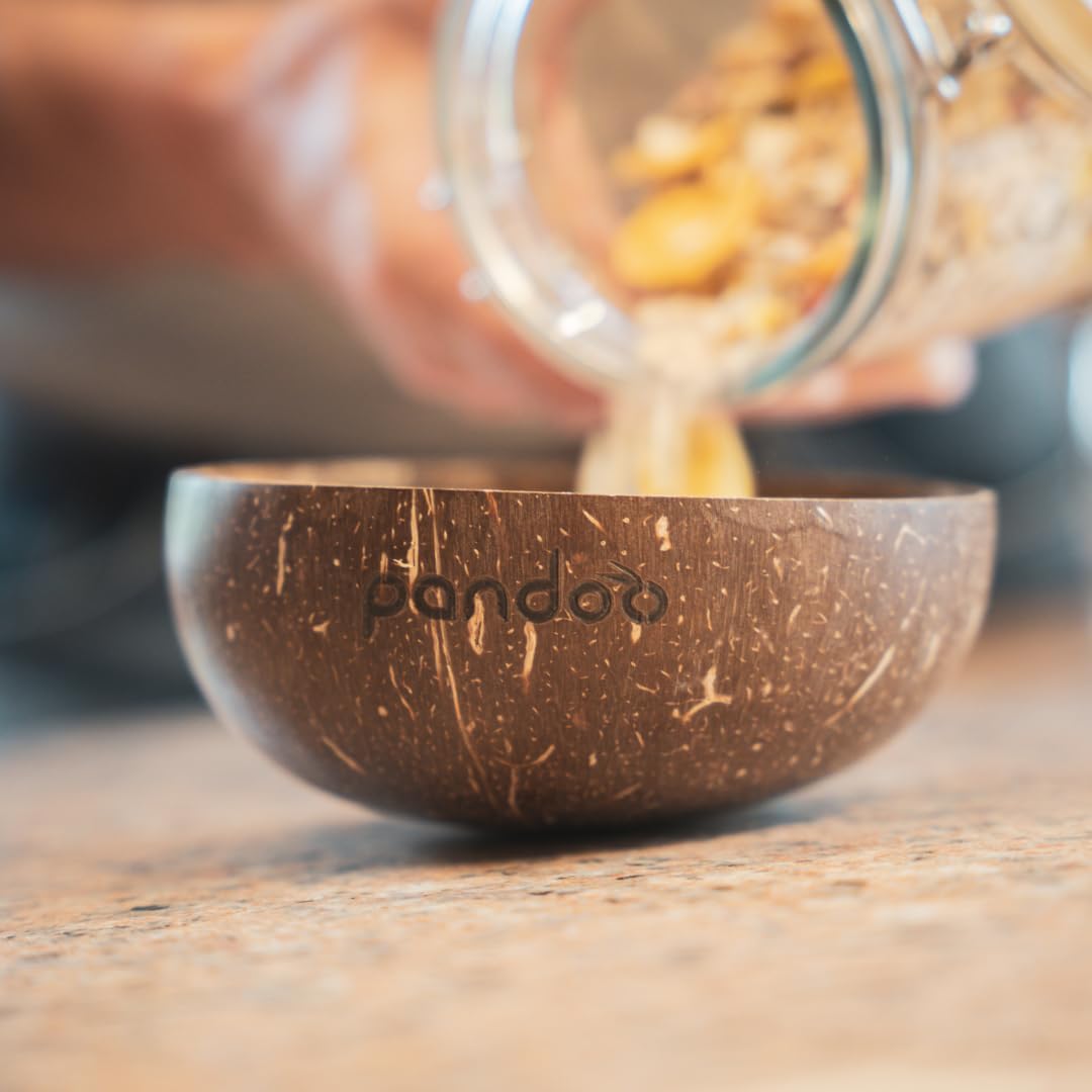 pandoo Kokosnuss Schalen 2er Set mit Kokos Löffel