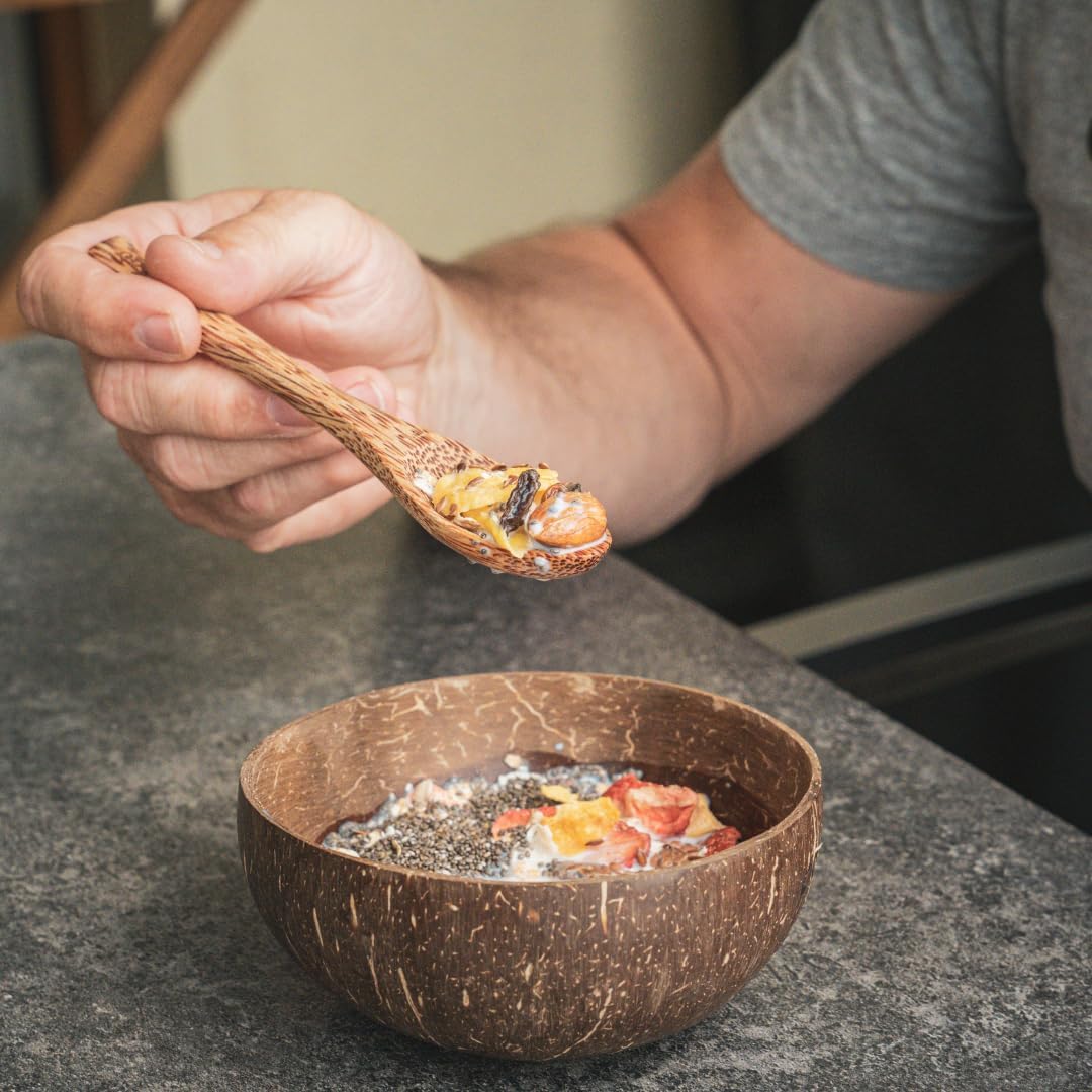 pandoo Kokosnuss Schalen 2er Set mit Kokos Löffel