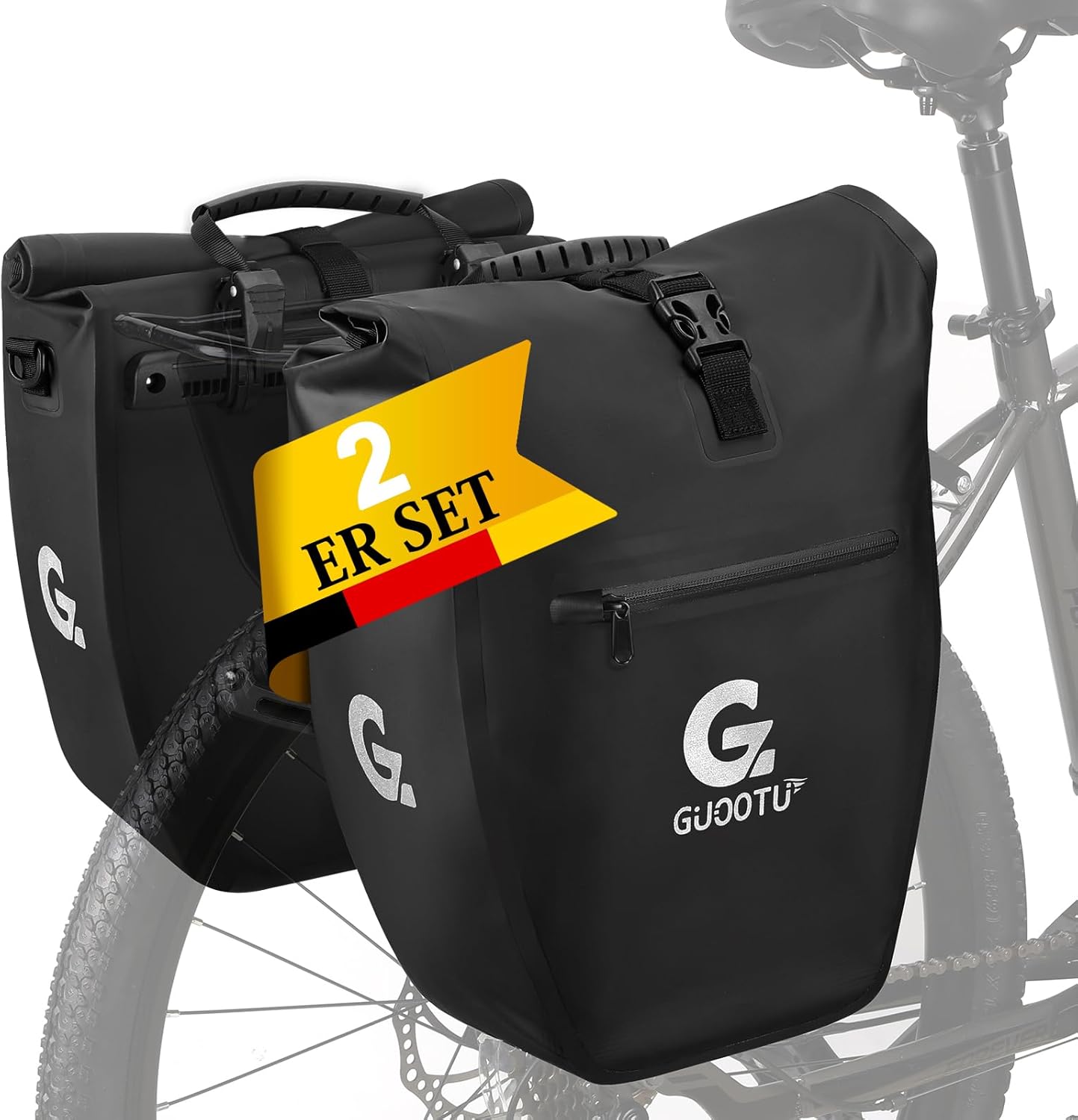 2 Er Set Fahrradtasche für Gepäckträger 48L