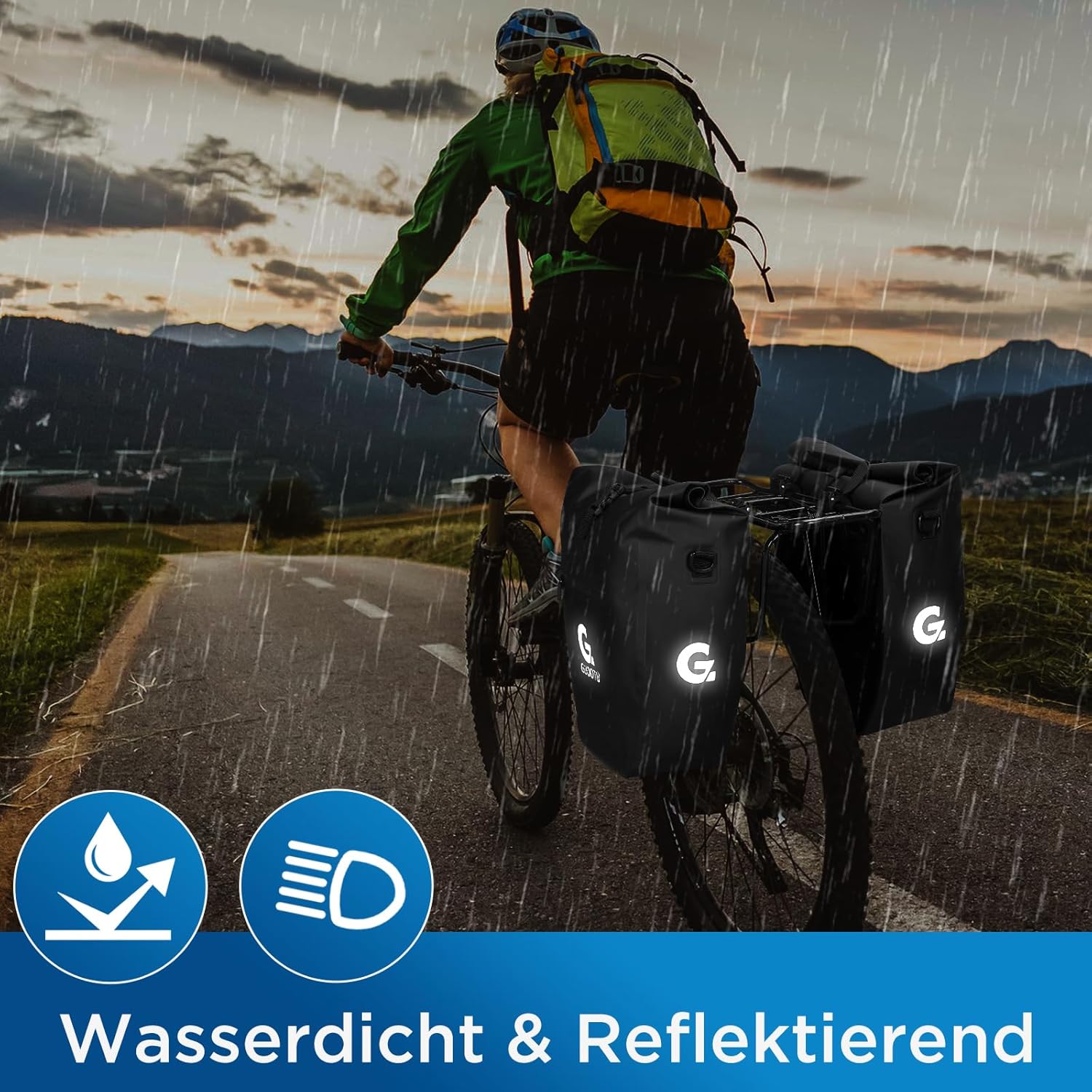 2 Er Set Fahrradtasche für Gepäckträger 48L