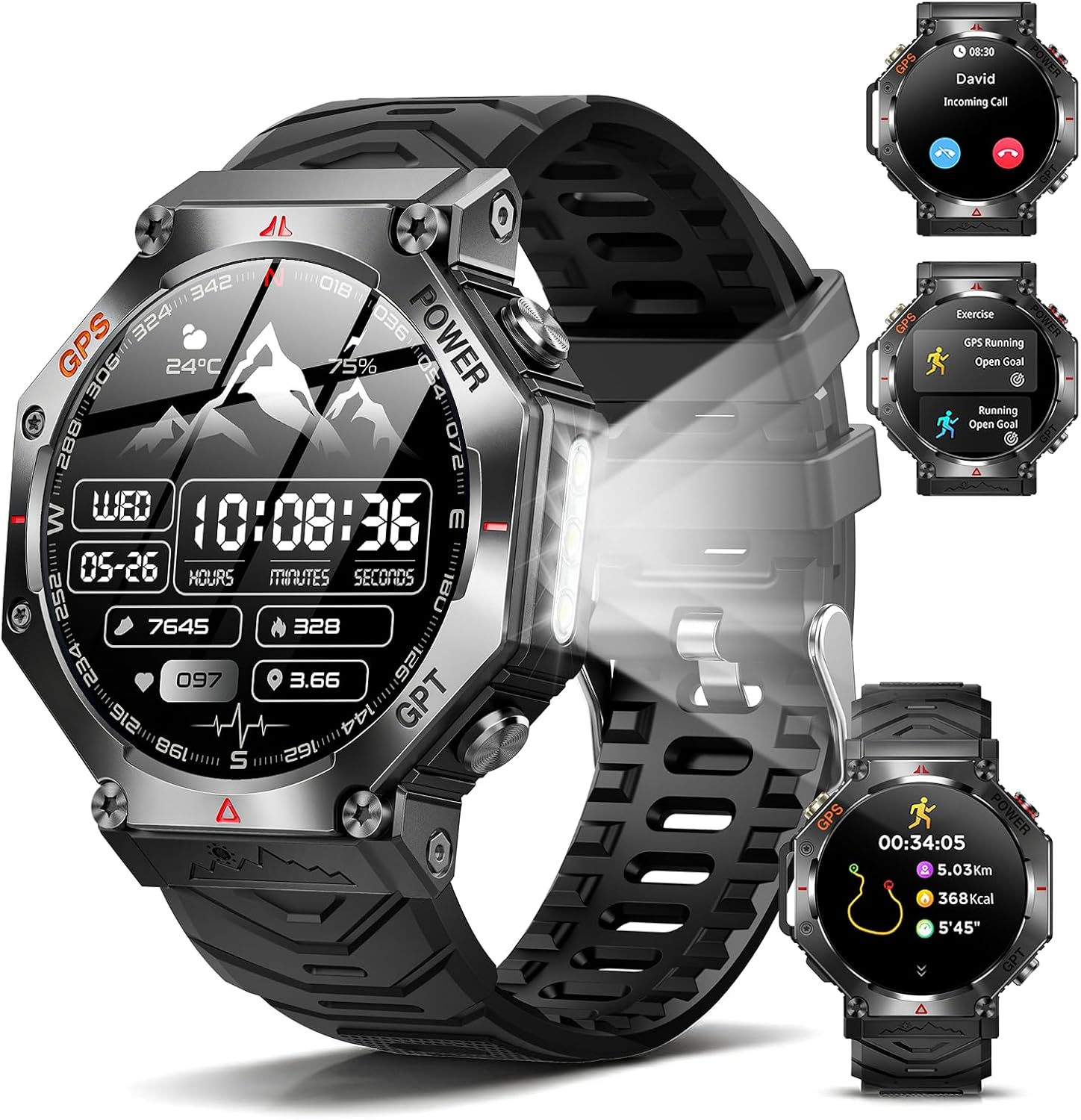 GPS Smartwatch Herren, 2026 Militär Smartwatch Sportuhr