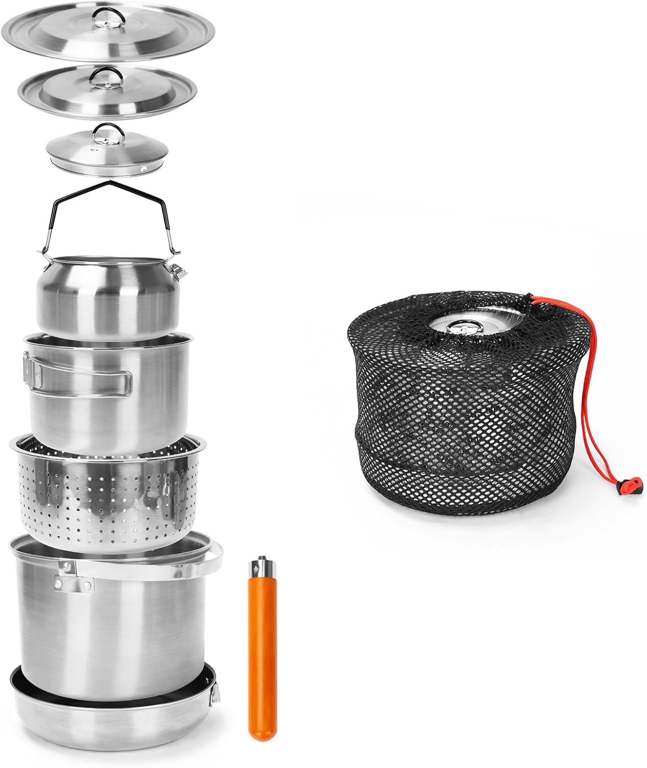 GFTIME Camping Kochset Camping Kochgeschirr aus Edelstahl