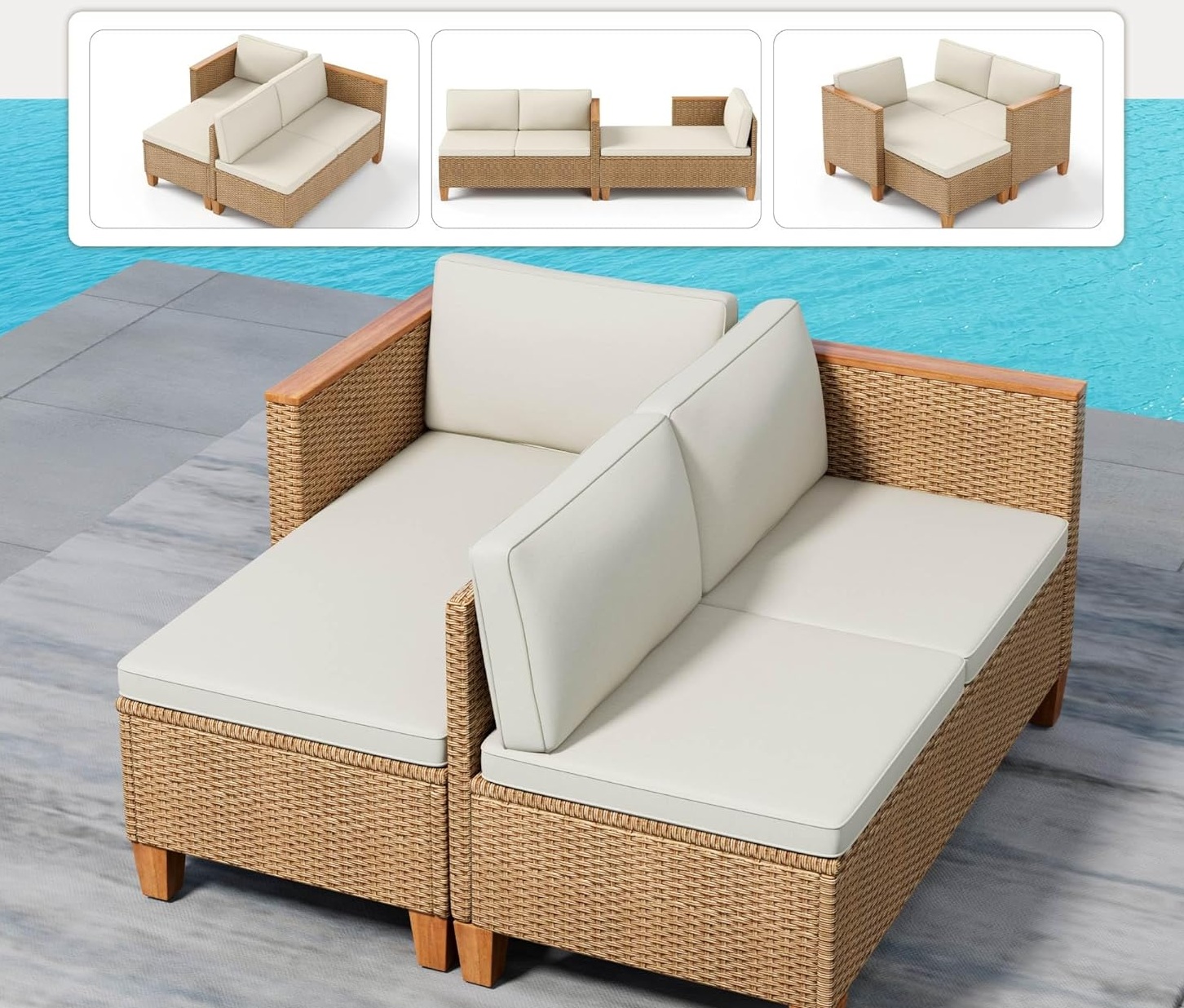 PHI VILLA 3 Teilig Gartenmöbel Set