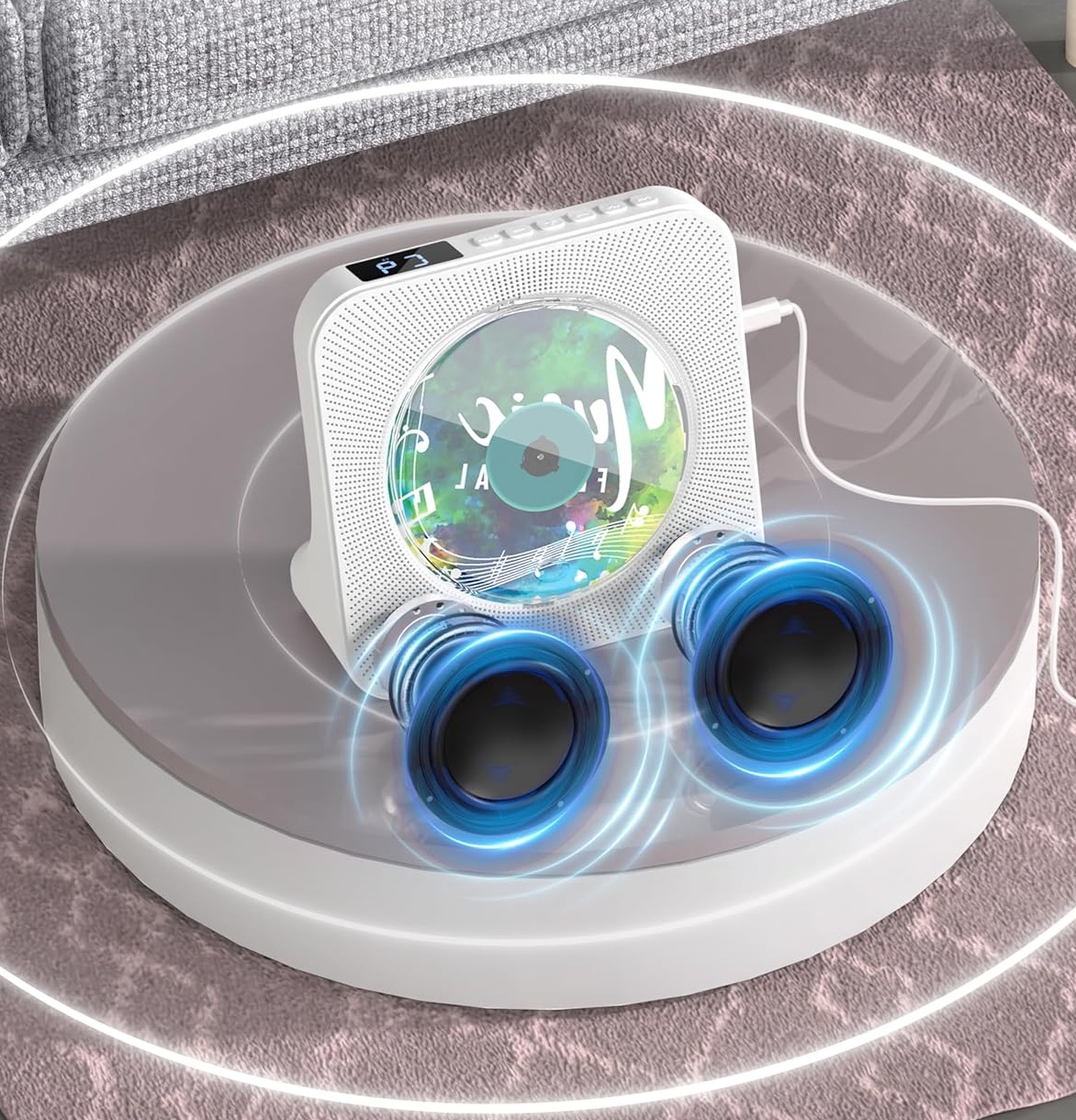 Greadio CD-Player Tragbar mit Bluetooth 5.0,CD-Musik-mit Fernbedienung