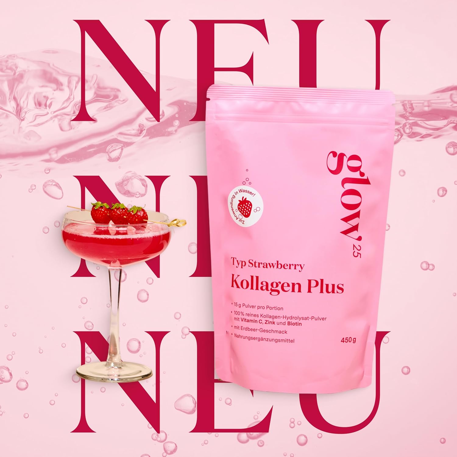 Glow25® Collagen Plus Pulver Strawberry