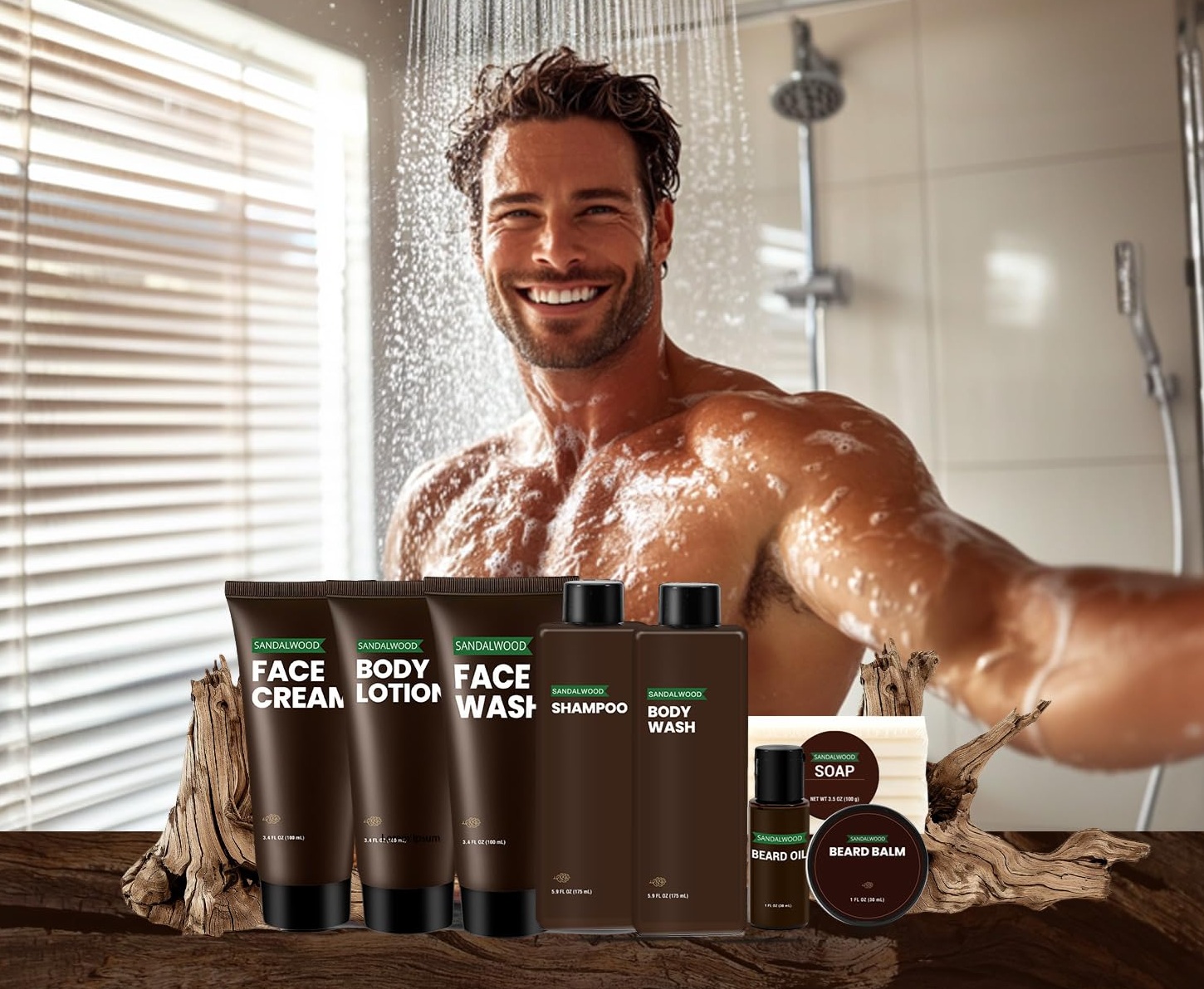 BODY & EARTH Geschenke für Männer - Sandelholz Herren Pflege Geschenkset