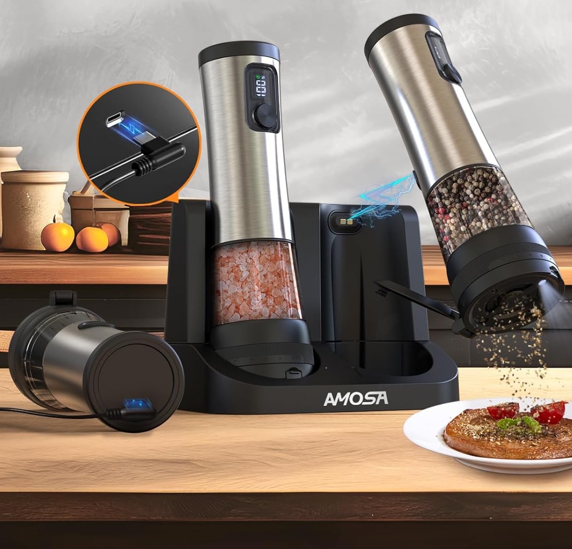 AMOSA Salz Und Pfeffermühle Elektrisch Set