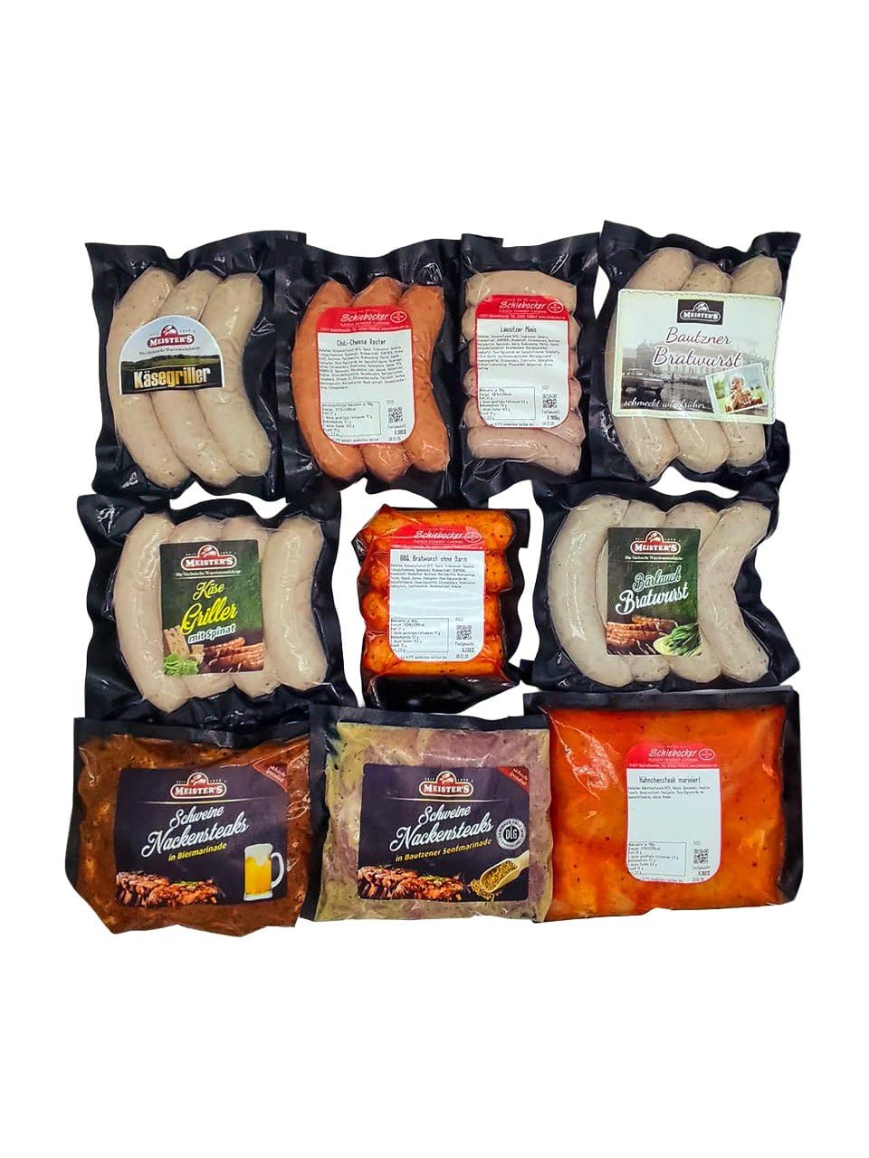 Barbecue Party Grillpaket Fleisch und Wurst mit Bratwürsten, Hähnchen Grillfleisch Steak
