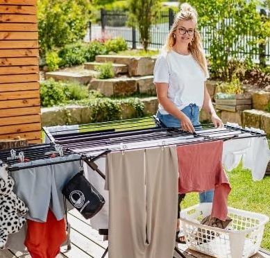 MONDHEIM® Obsidian | XXL Teleskop Wäscheständer 26M TROCKENLÄNGE