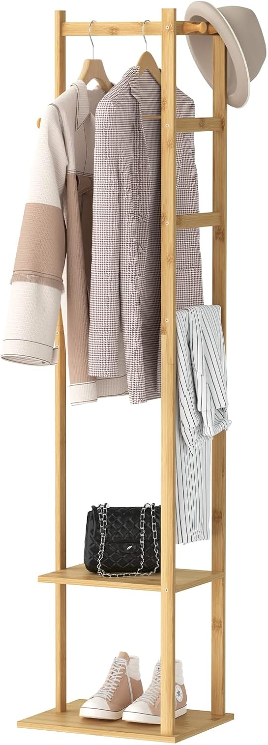 unho Garderobenständer Bambus, freistehender Kleiderständer