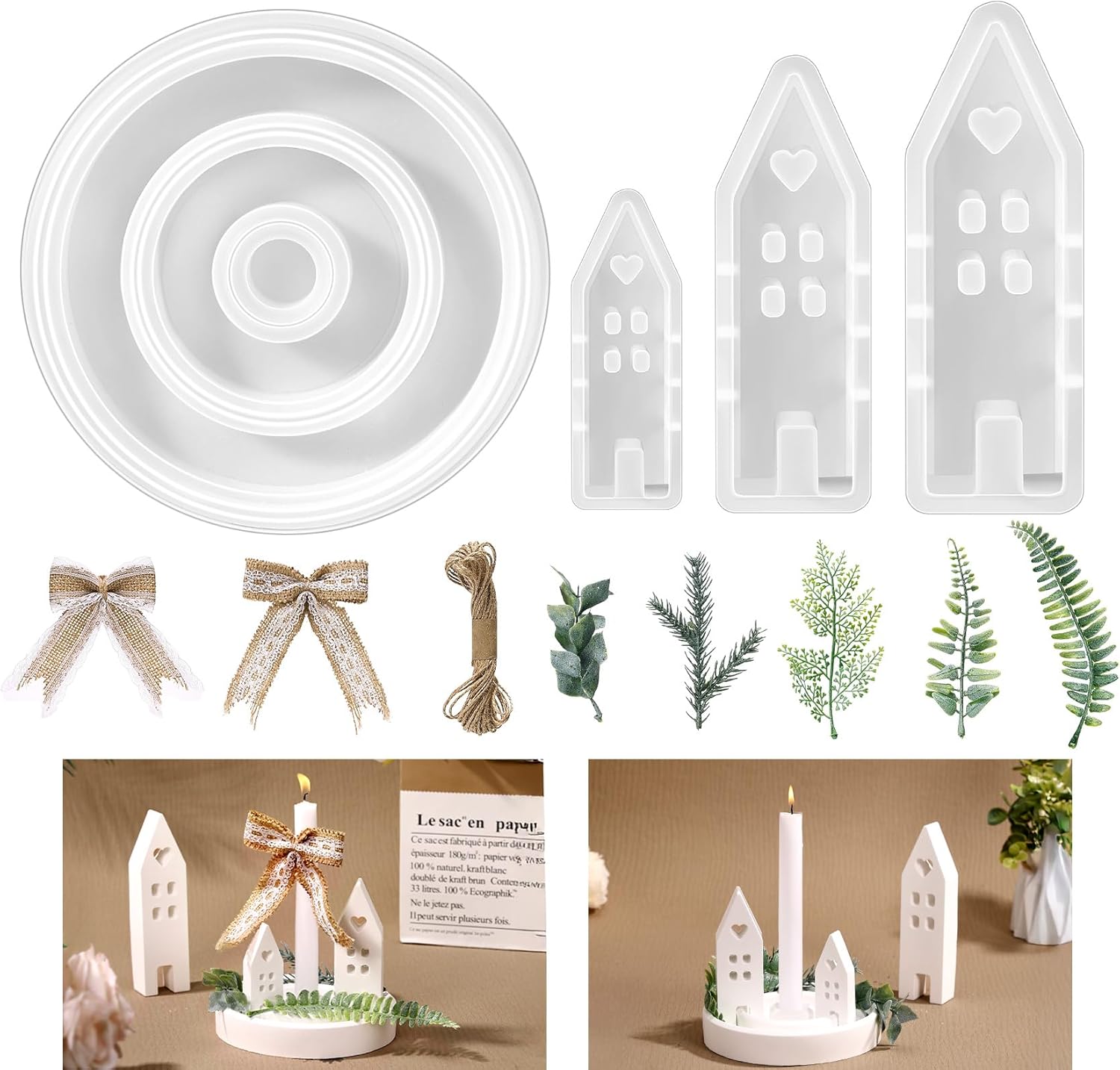 Acsatont 4 Stück Silikonform Kerzenhalter Set