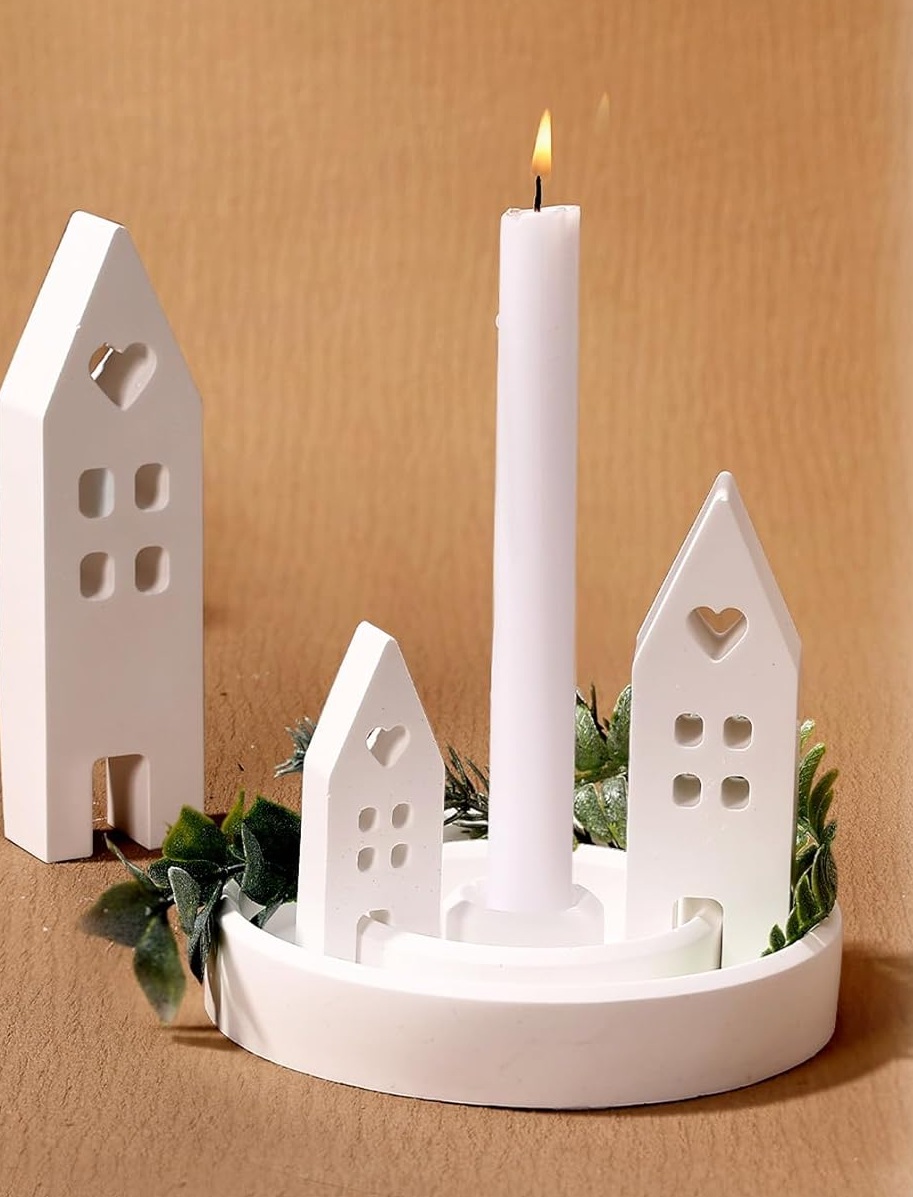 Acsatont 4 Stück Silikonform Kerzenhalter Set