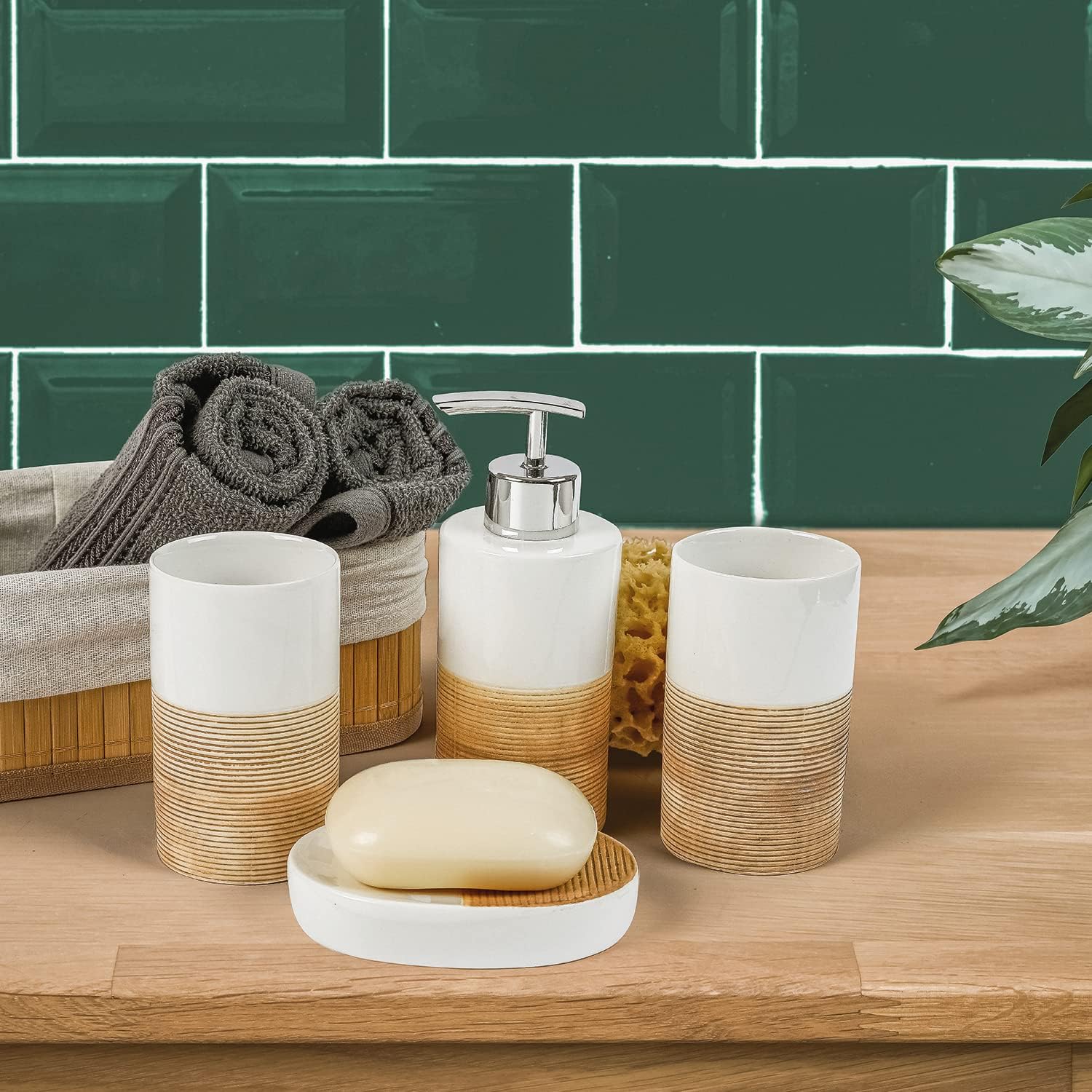 axentia 128405 Bad Accessoires Set Rimini - 4-teilig Badezimmer Set