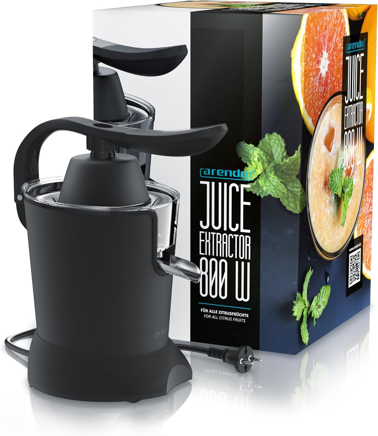 Arendo - Edelstahl Saftpresse elektrisch - Zitruspresse Orangenpresse Entsafter