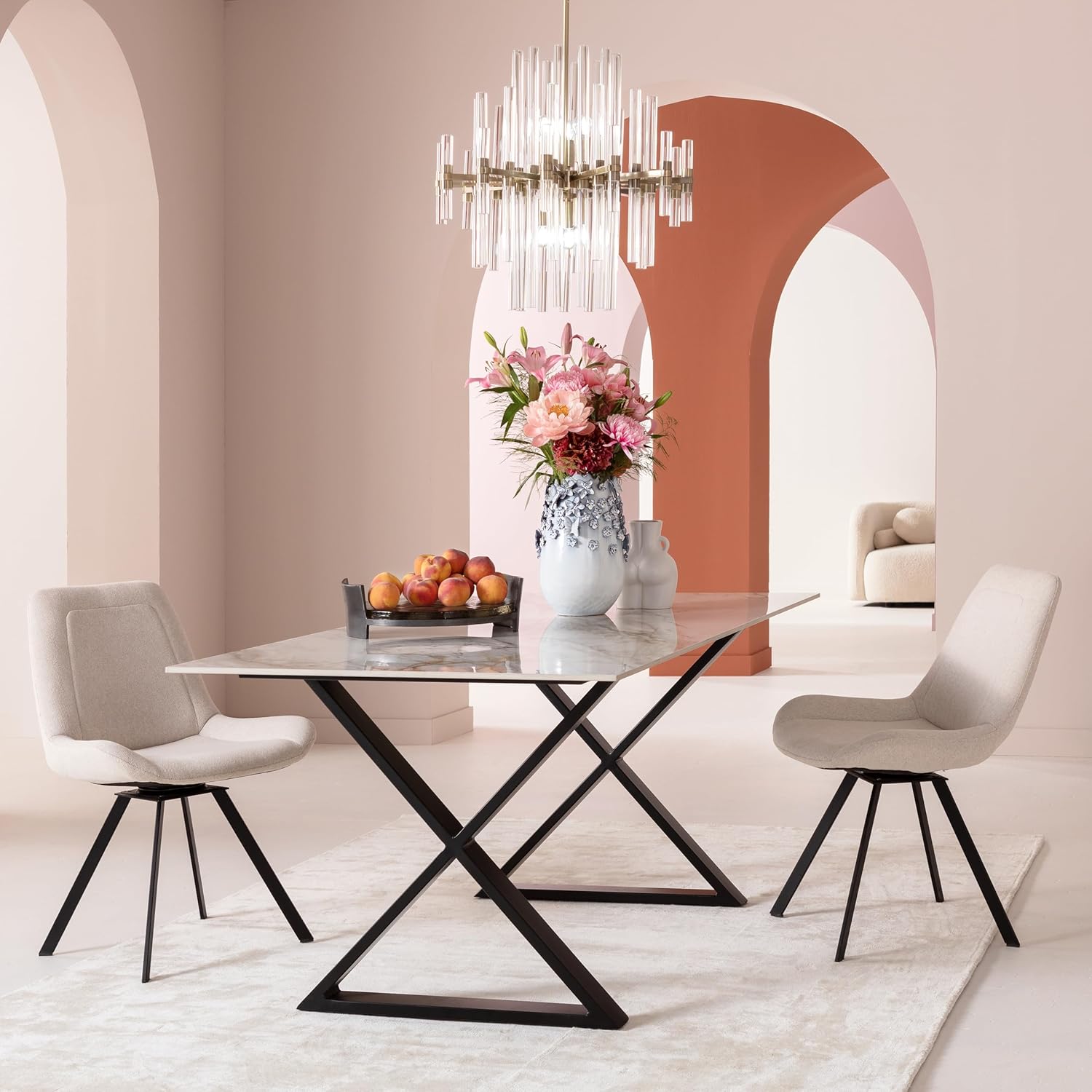 Kare Design Deko Vase Butterflies, hellblau, Keramikvase für Kunstpflanzen