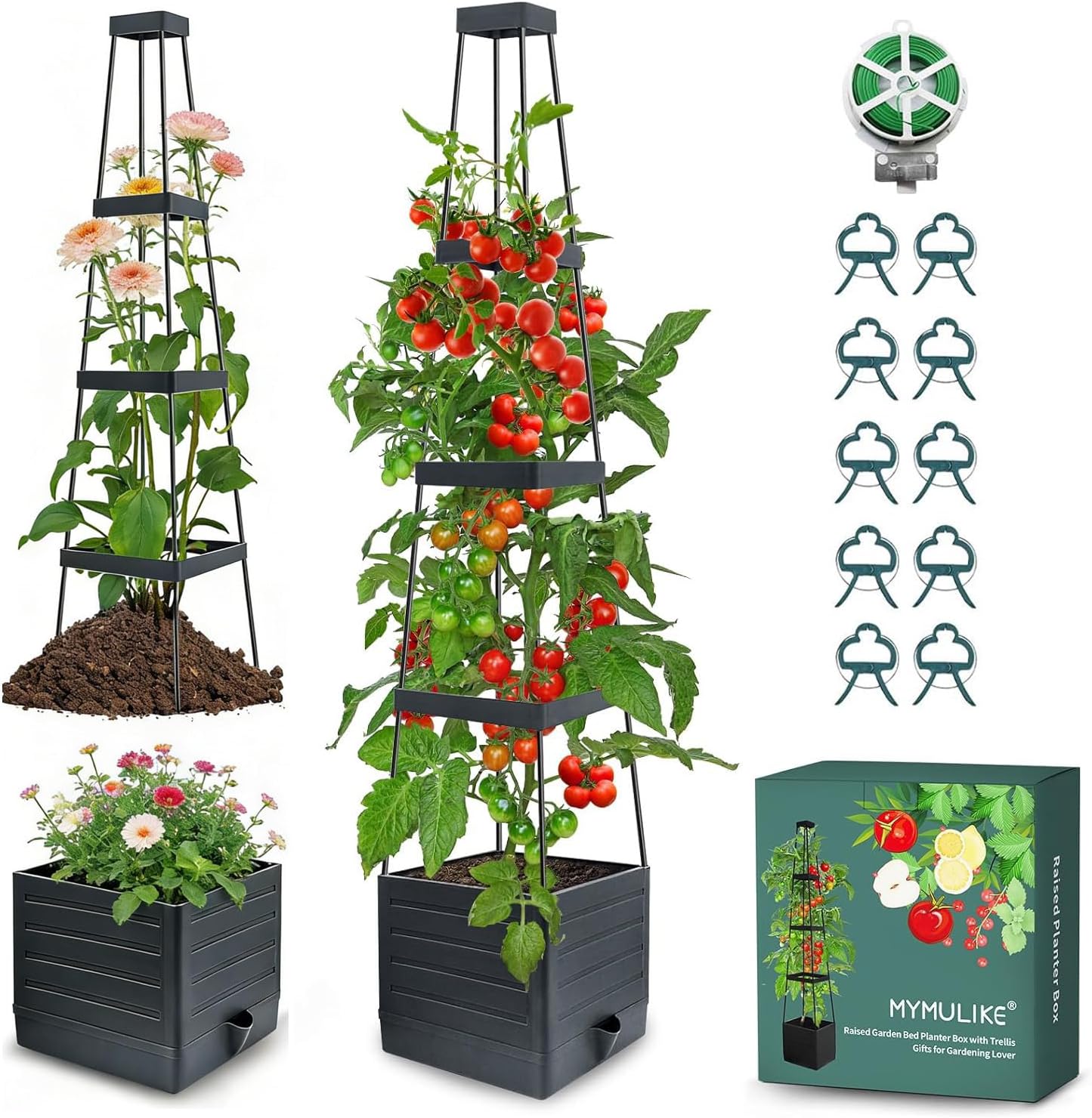 MYMULIKE 1 Stück Tomatentopf mit Rankhilfe