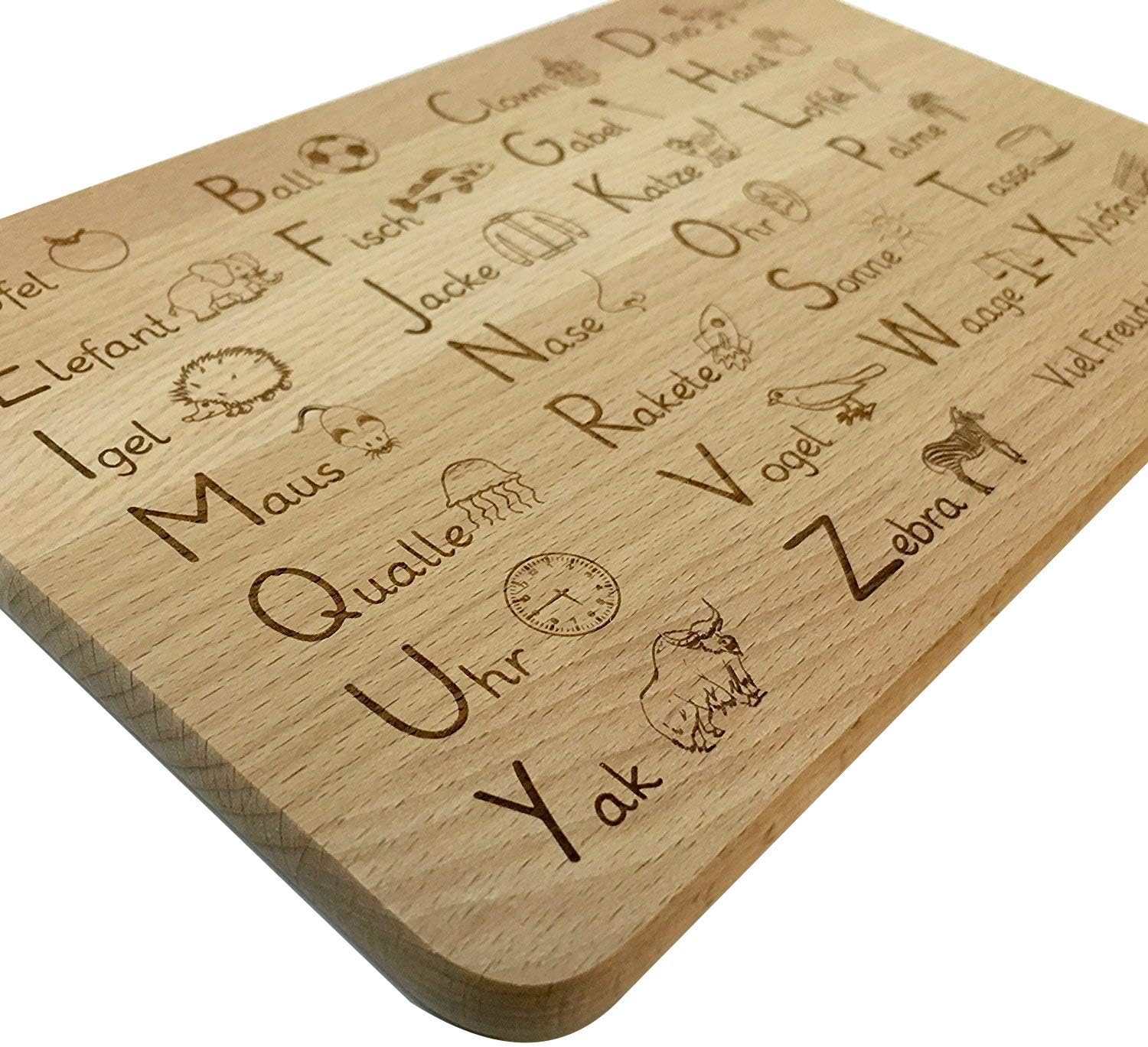 Das Frühstücksbrett aus Buche Holz zum Lernen