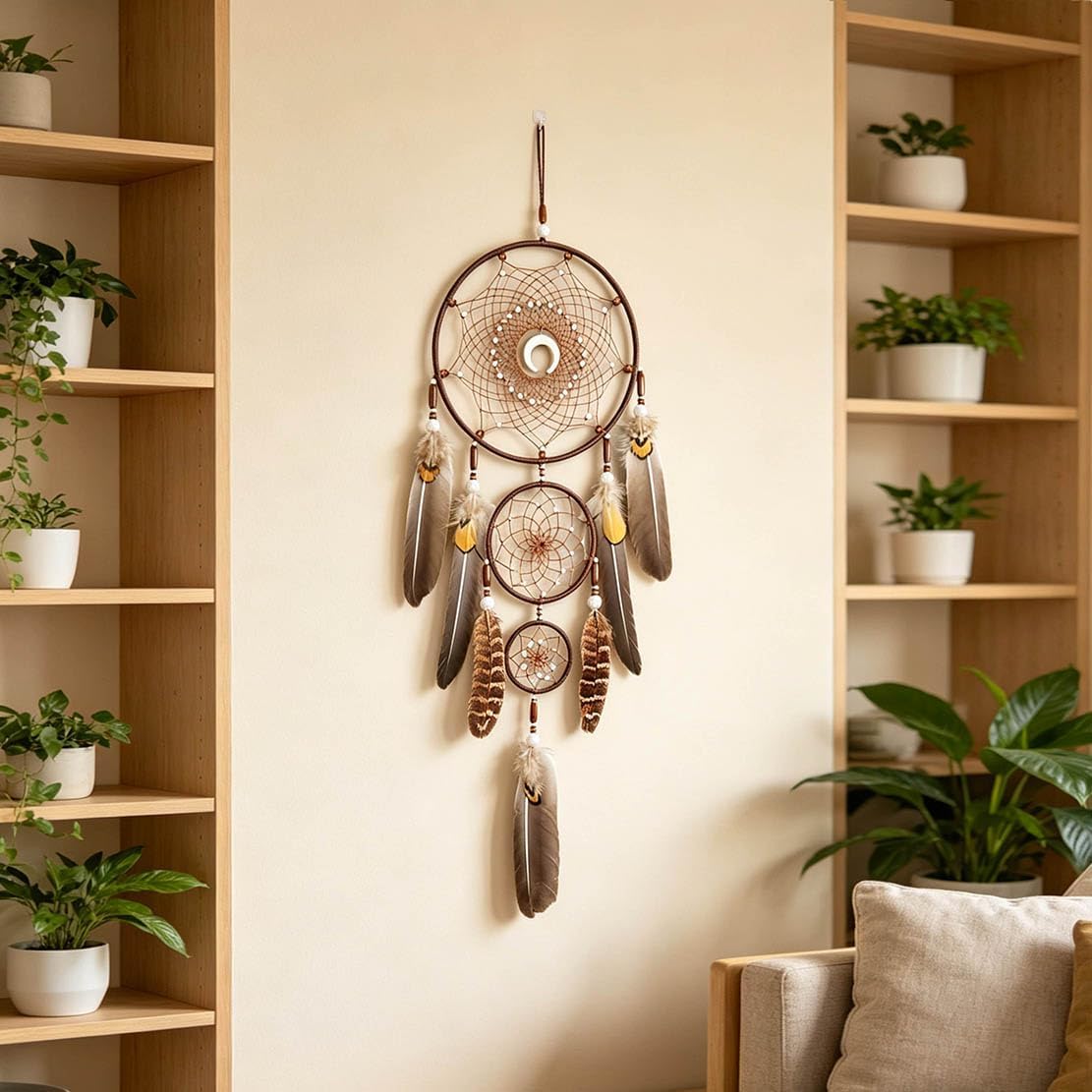 Traumfänger im Bohemian-Stil, Braun mit Mondakzent