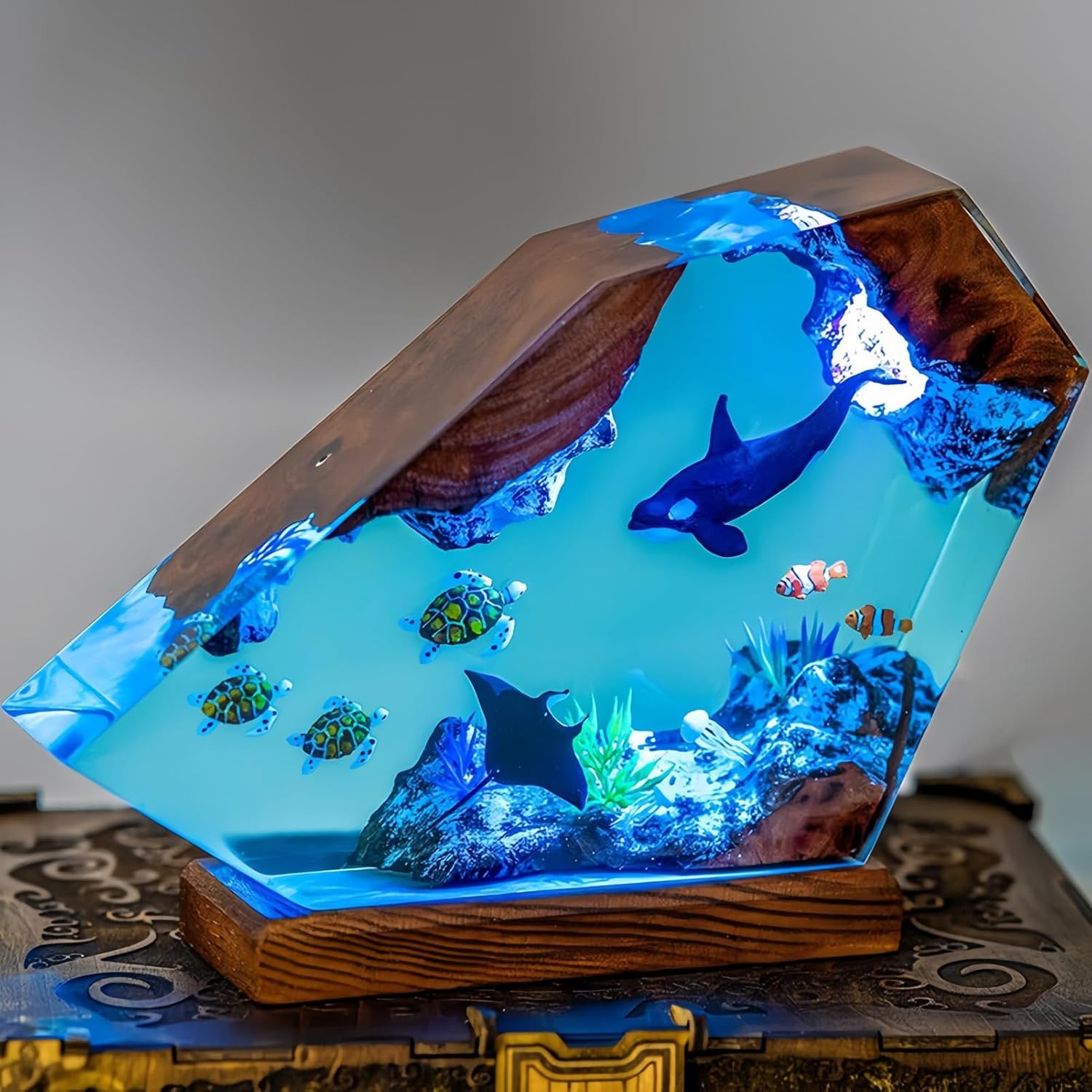 Drawelry 3D Harz Ozean Tier Figuren Nachtlicht
