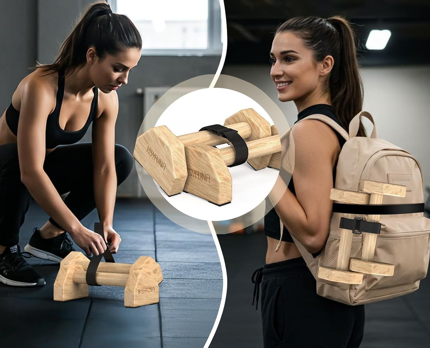 Liegestützgriffe aus Holz, 2er Set Rutschfeste Parallettes