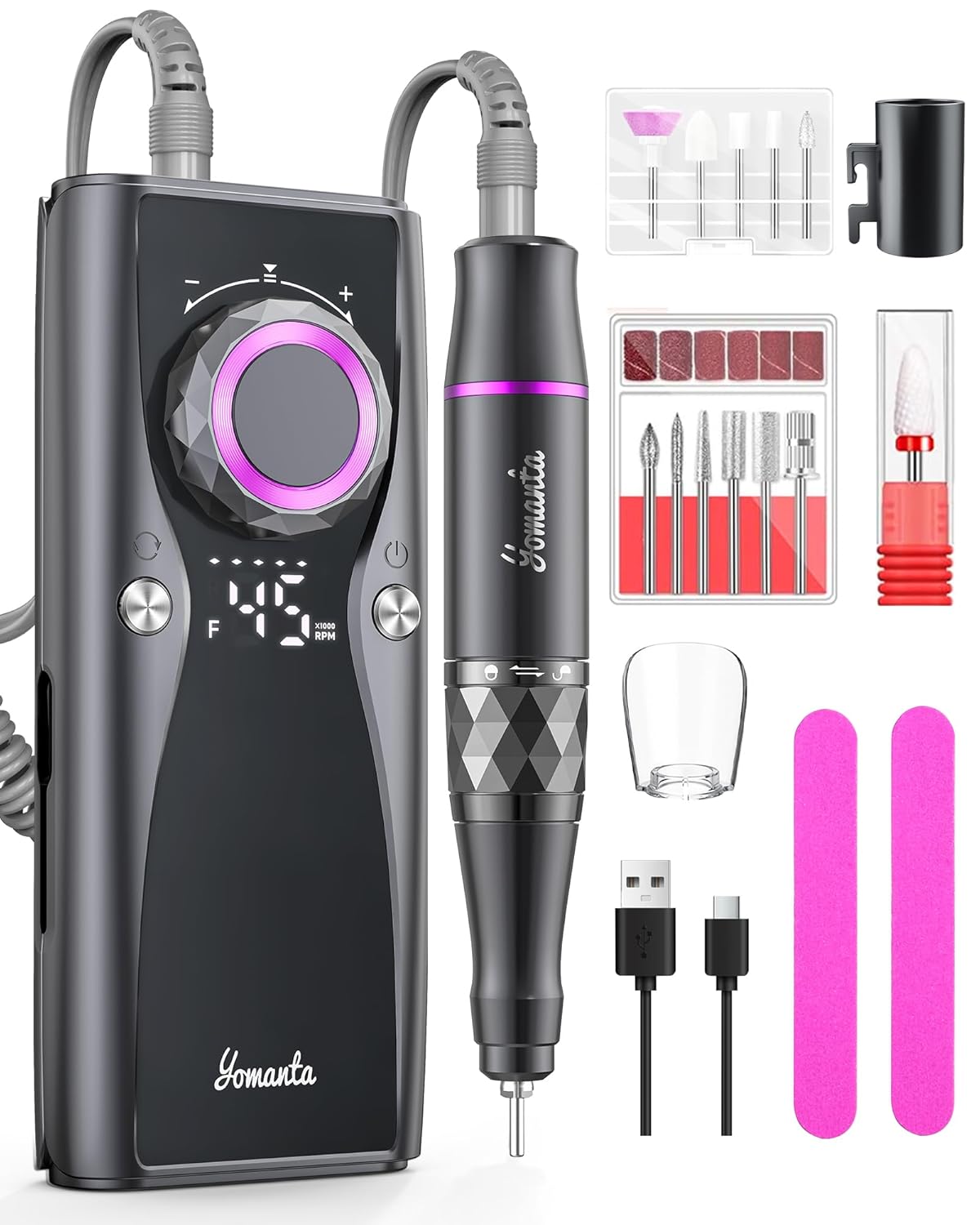 yomanta Nagelfräser Professionell set 45000 RPM Tragbare Elektrische Nagelfräser