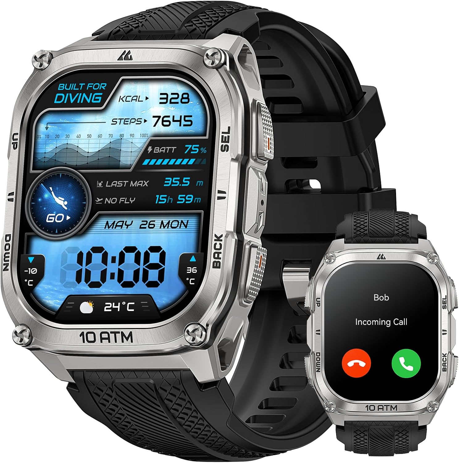 KOSPET Tank M4 GPS Smartwatch Herren-Komplettes Edelstahlgehäuse