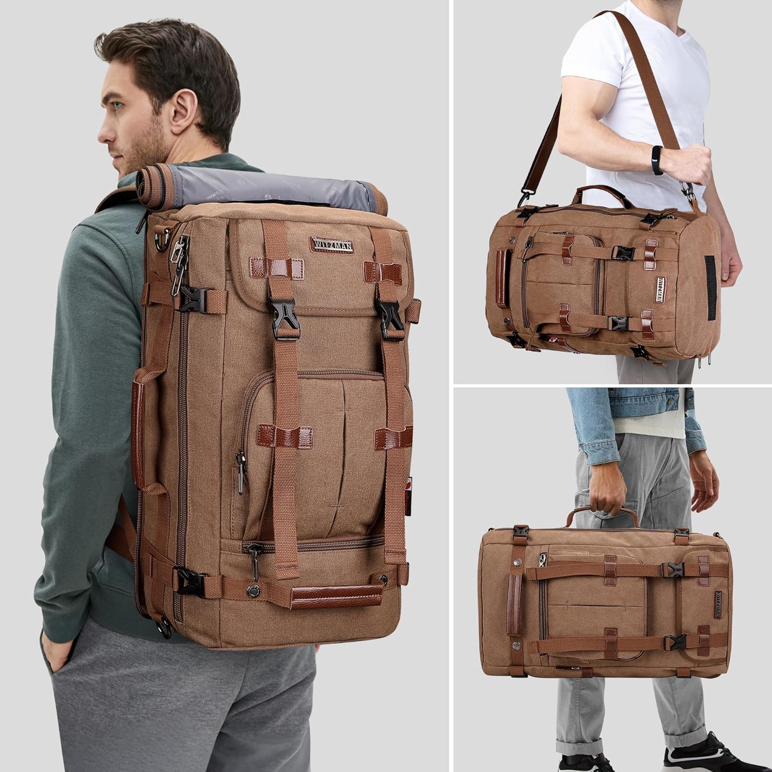 WITZMAN Reiserucksack Herren Groß Canvas Laptop Rucksack