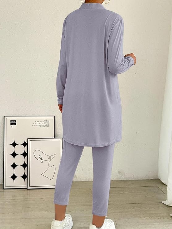 3-teiliges stilvolles Lounge-Set für Damen, mit langen Hosen, Tanktop und Oberbekleidung
