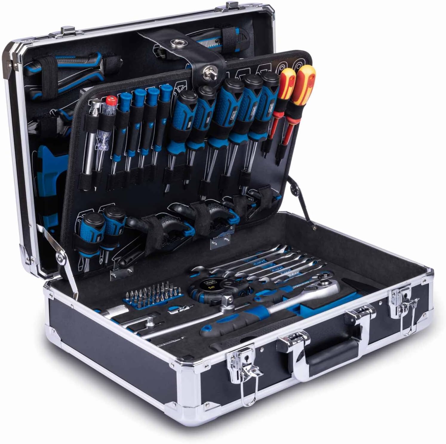 Scheppach TB200 Aluminium Werkzeugkoffer gefüllt 141-tlg Werkzeug Set