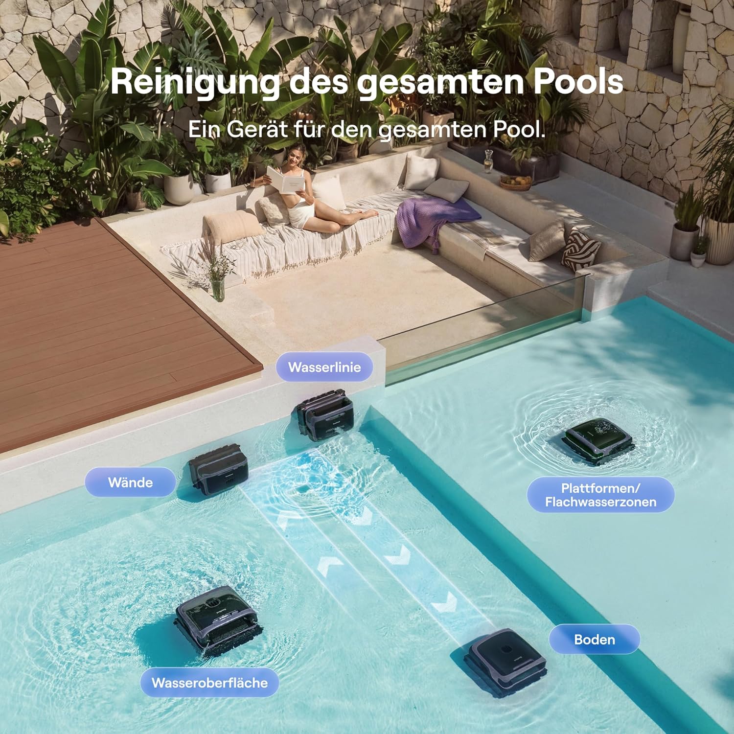 Beatbot Sora 70 Poolroboter, Poolsauger 4-in-1 komplette Poolreinigung