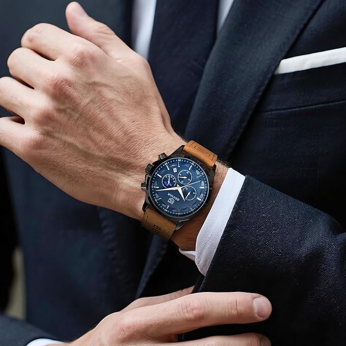 BENYAR BY Uhren Herren Chronograph Analog Quarz Wasserdicht