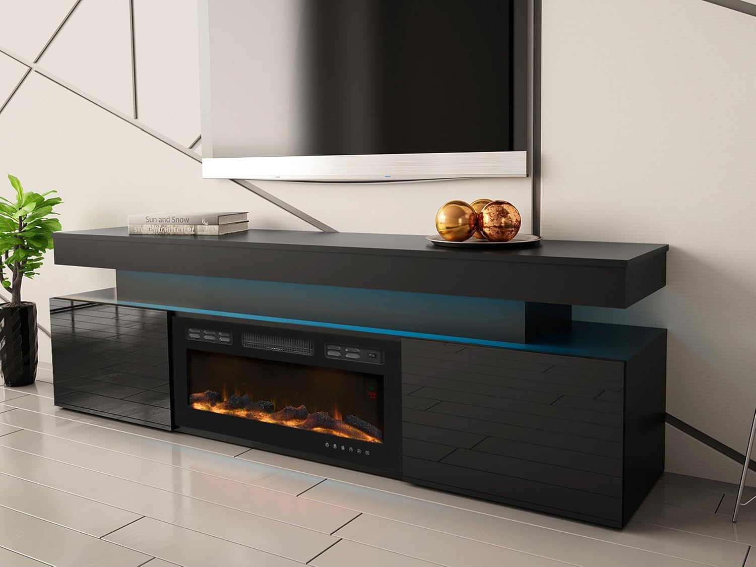 Mirjan24 TV Schrank Serkuzo EF 2D mit Elektrischem Kamin