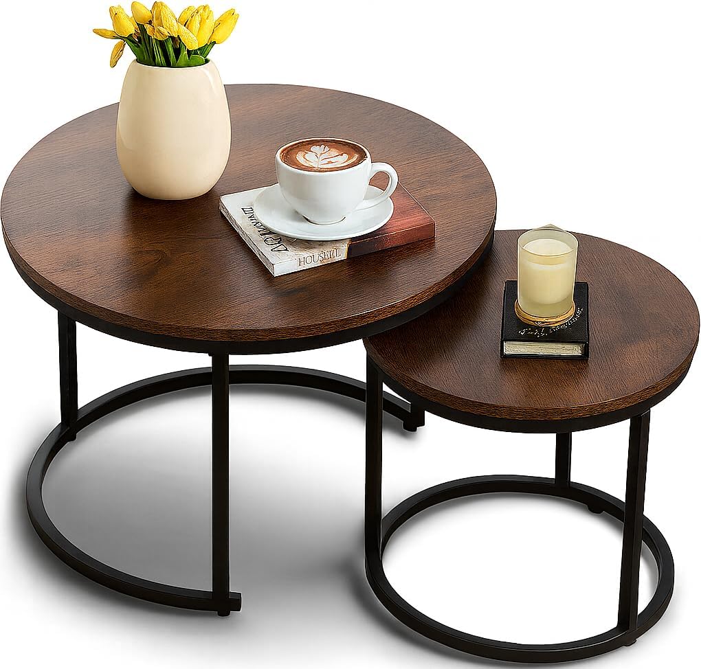 Home-Heaven® Couchtische Rund Braun Holzoptik
