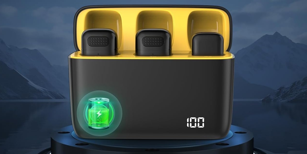 Kabelloses Mikrofon mit Ladehülle – Lavalier Ansteckmikrofon