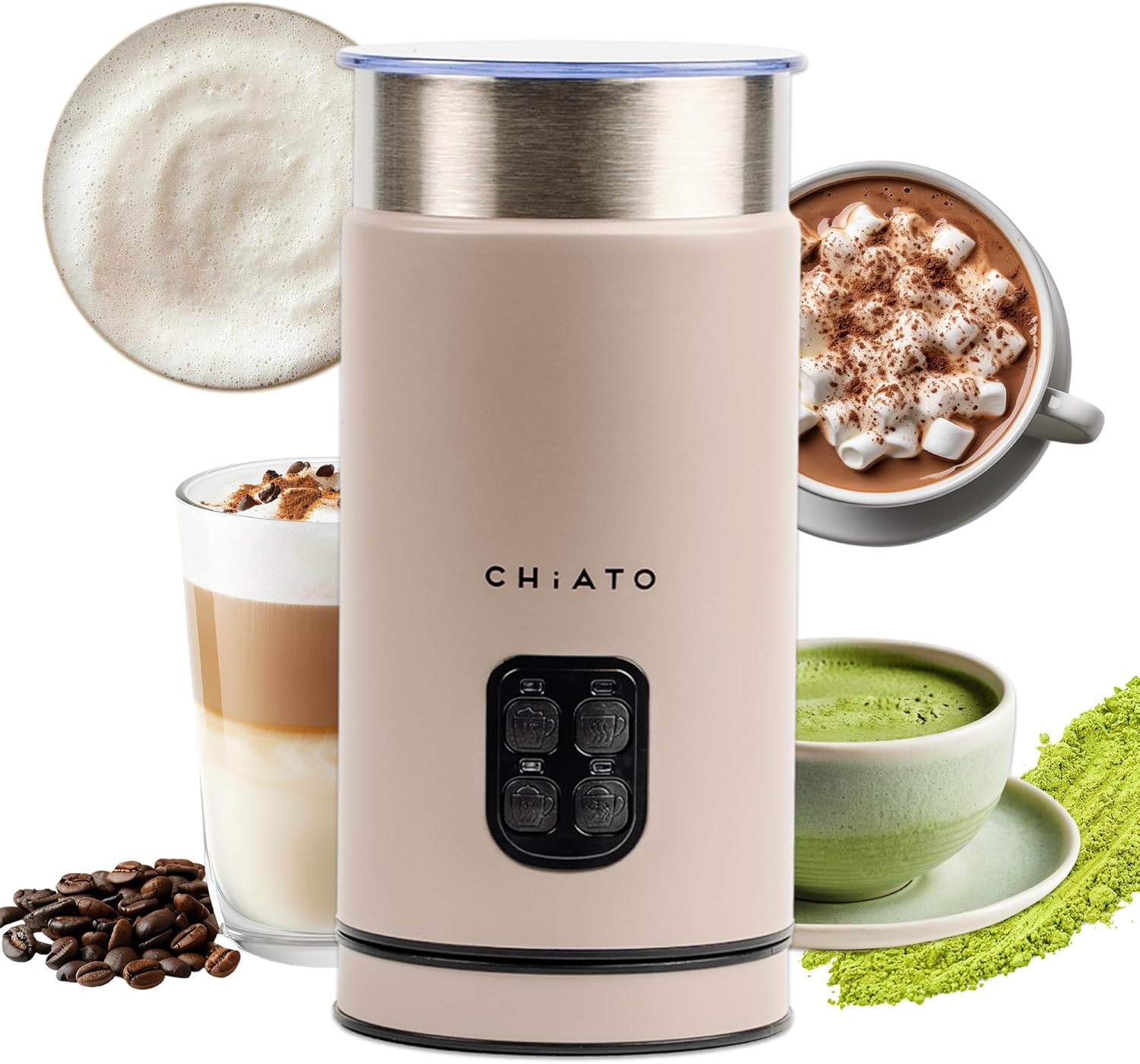 Chiato milkPLAY Milchaufschäumer Elektrisch – Vielseitiger 4-in-1 Milk Frother für kreative Kaffee- und Milchgetränke