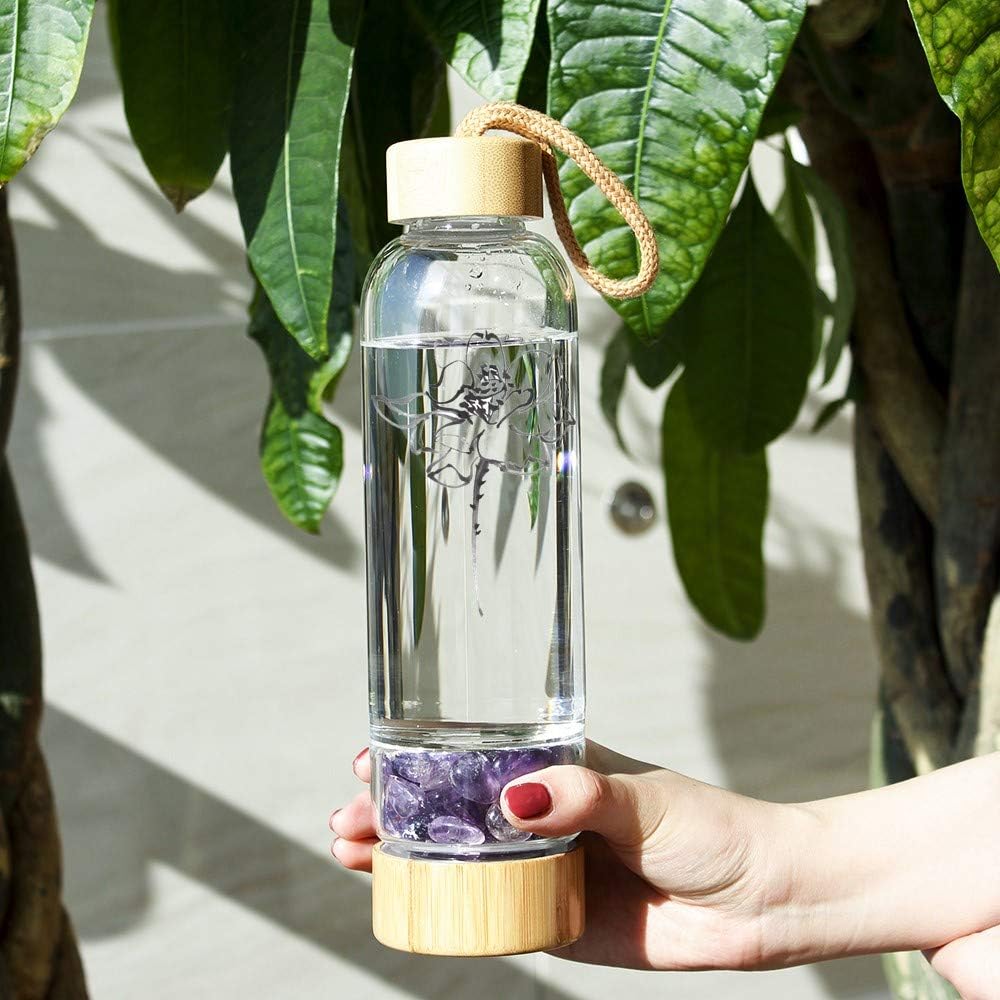 AITELEI Wellness-Kristall-Elixier-Wasserflasche – stilvolle Trinkflasche mit natürlichem Edelstein-Kern