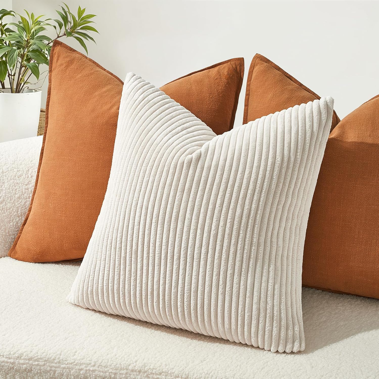 Topfinel Kissenbezug 40x40 creme Kordsamt 2er Set